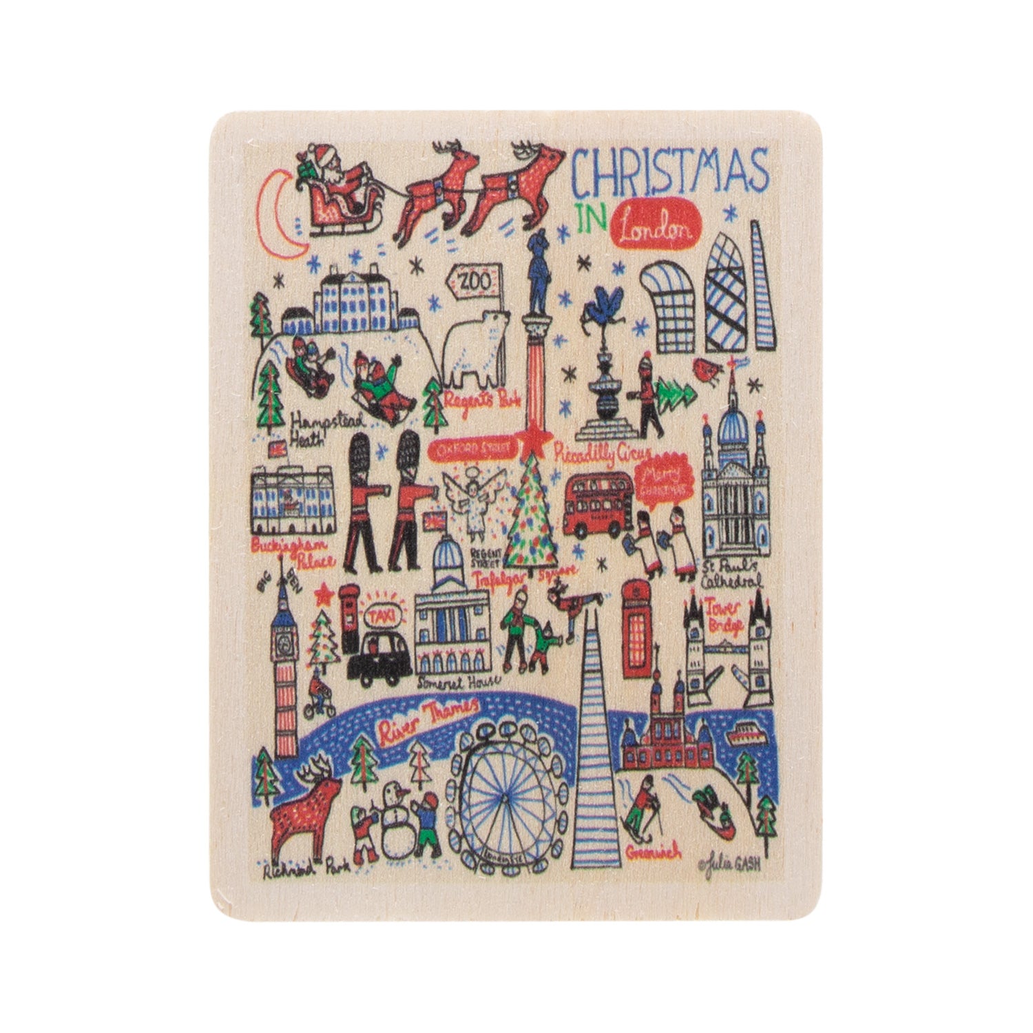 Christmas In London Wooden Magnet By Julia Gash