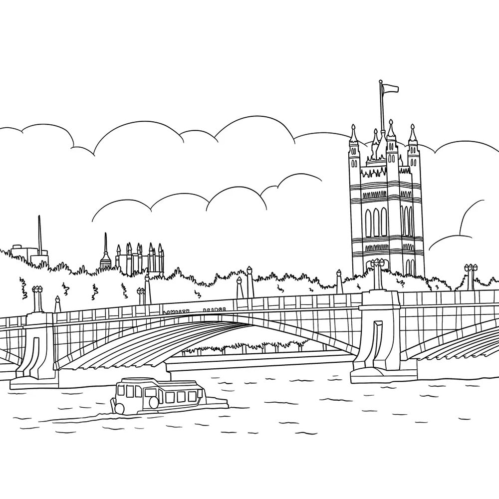 Colour In London Bridges - The Local Colouring Book - Westminster Bridge