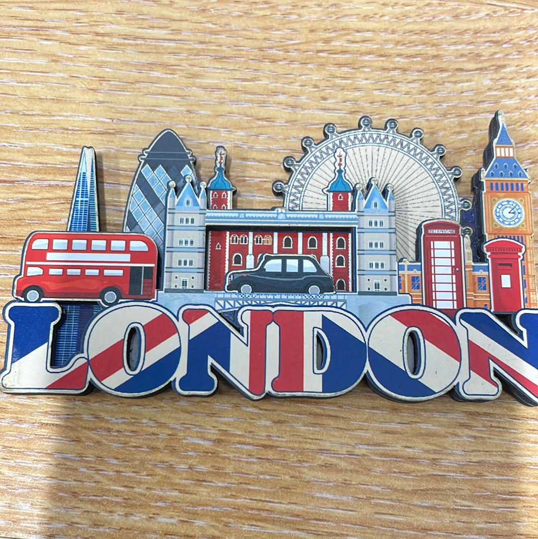 London UJ & Skyline Layered Wood Magnet