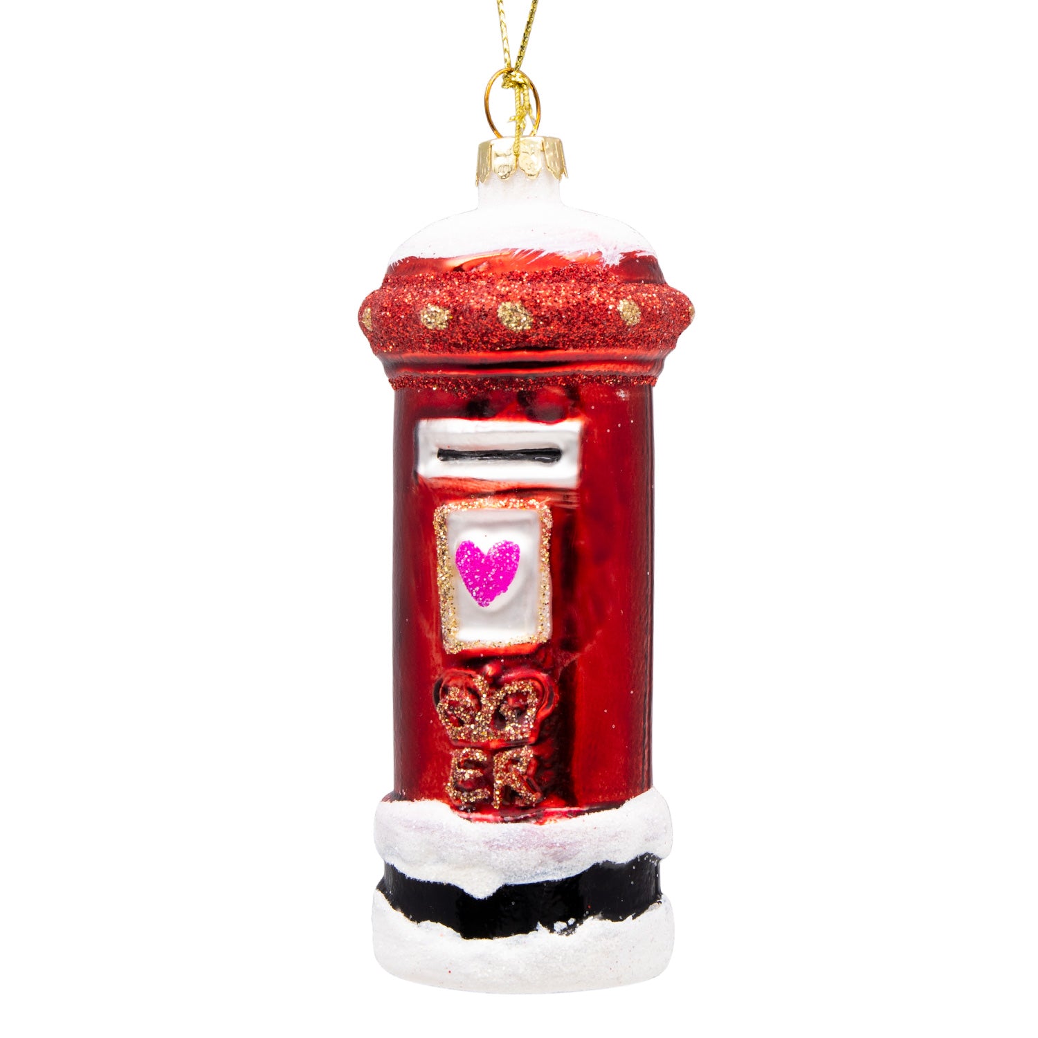 Gisela Graham Post Box Painted Glass Christmas Decoration 1