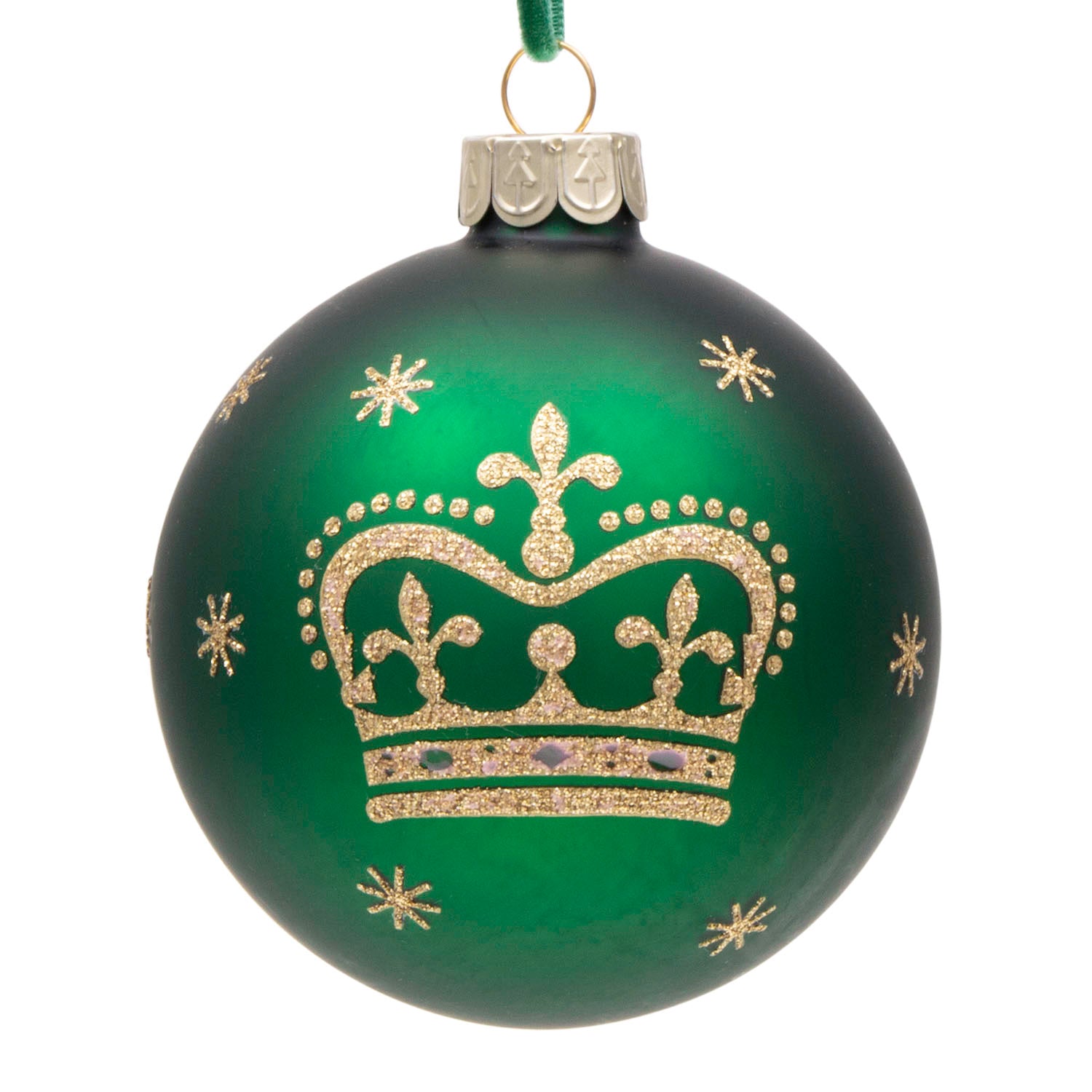 Gisela Graham King Charles III Glass Bauble Christmas Decoration - Royal Matt Green 2