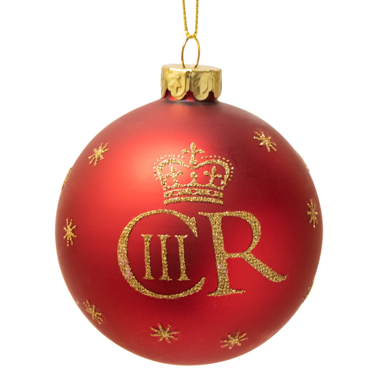Gisela Graham King Charles III Royal Bauble Christmas Decoration - Red/Gold 1