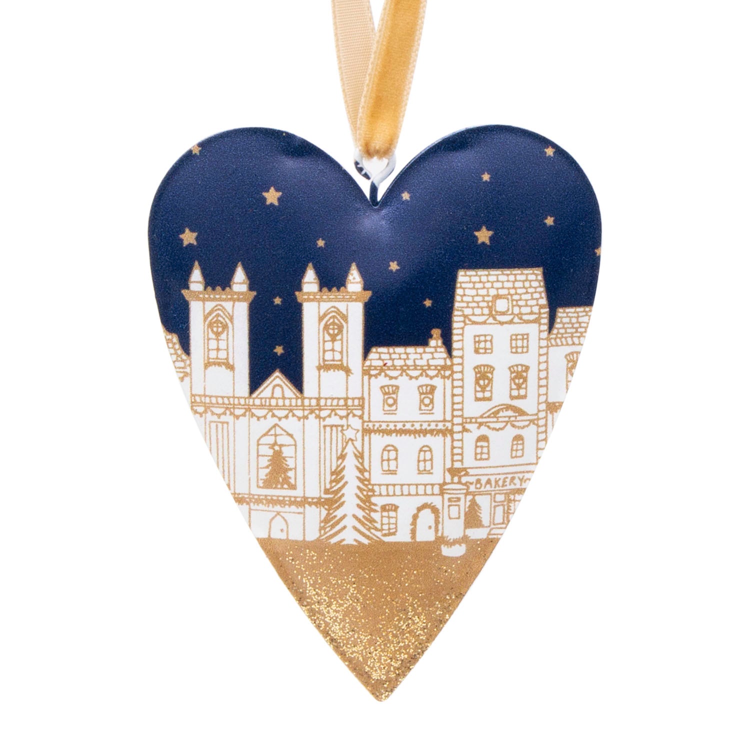 Gisela Graham Metal Tin London At Night Scene Heart Decoration 2