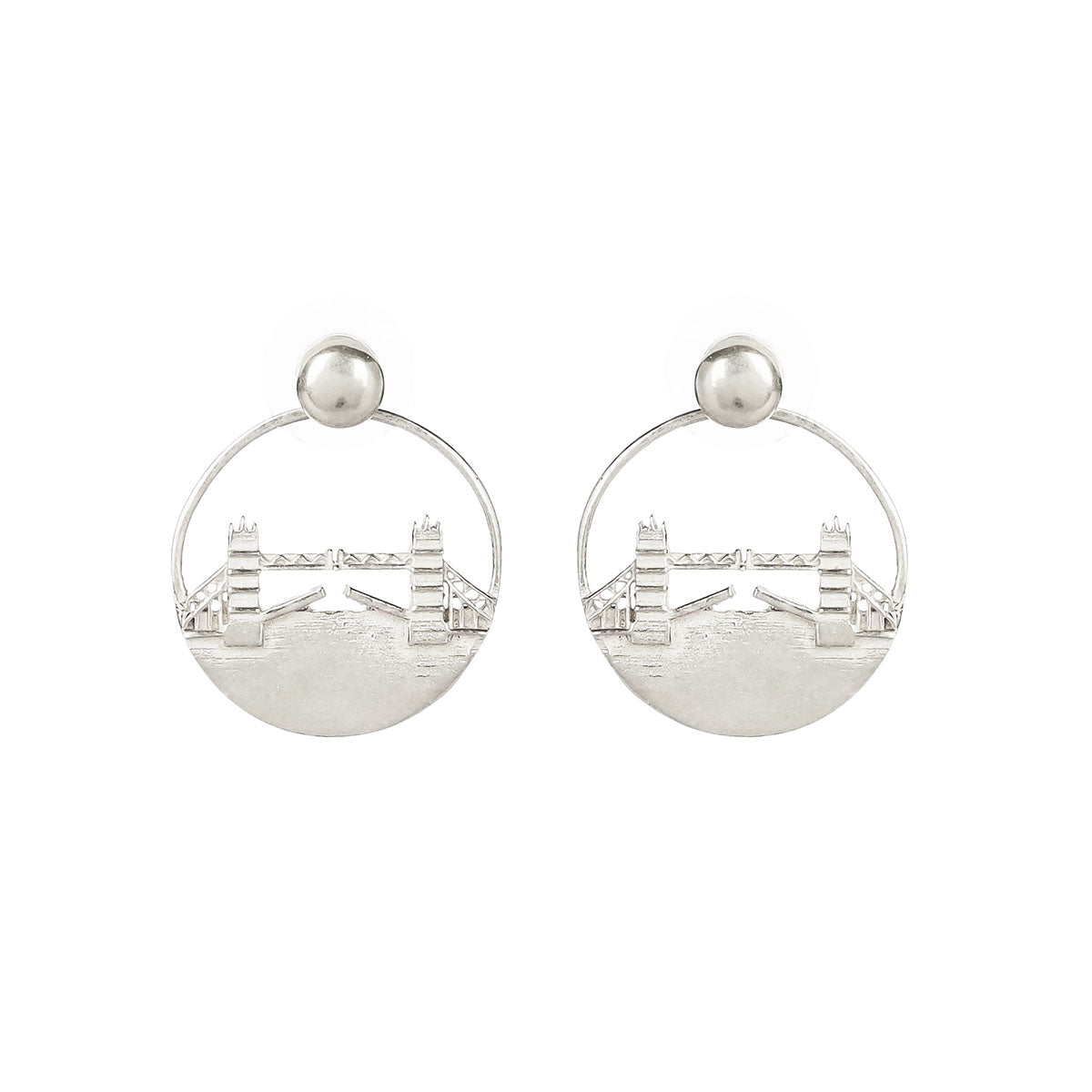 Pair of Jey Jewels Tower Bridge Silver Hoop Earrings - Small