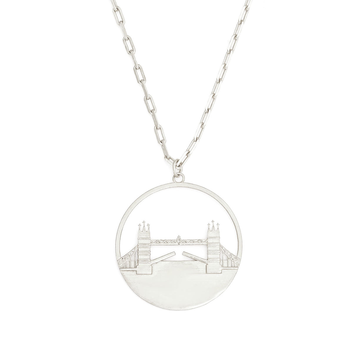 Jey Jewels Tower Bridge Silver Pendant Necklace - Large