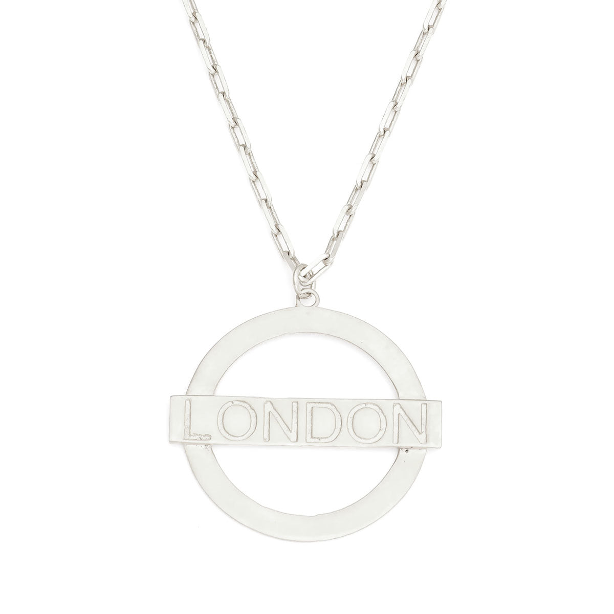 Close up of Jey Jewels London Underground Silver Pendant Necklace - Large