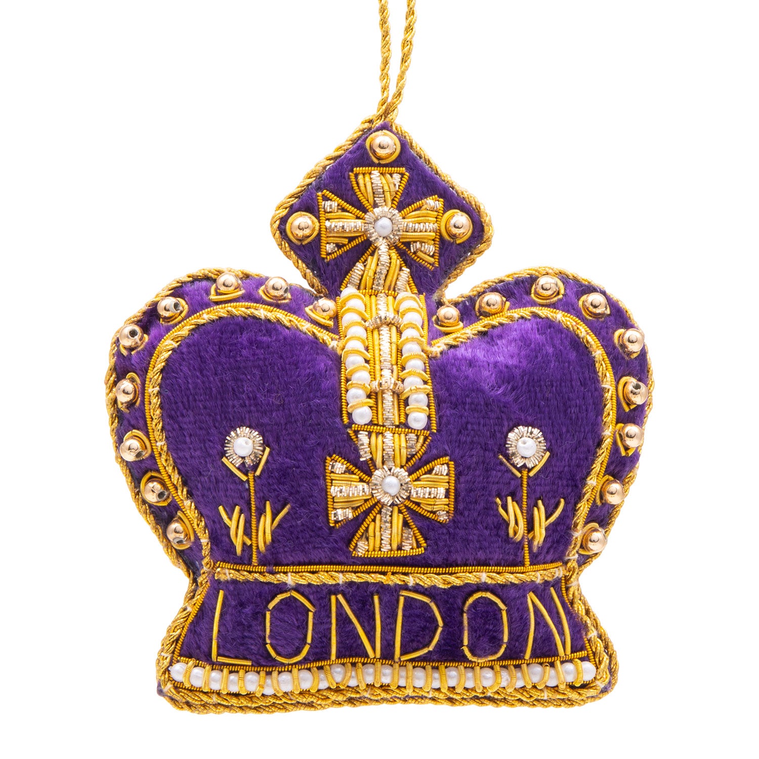 London Royal Crown Stitched Christmas Decoration - Purple 1