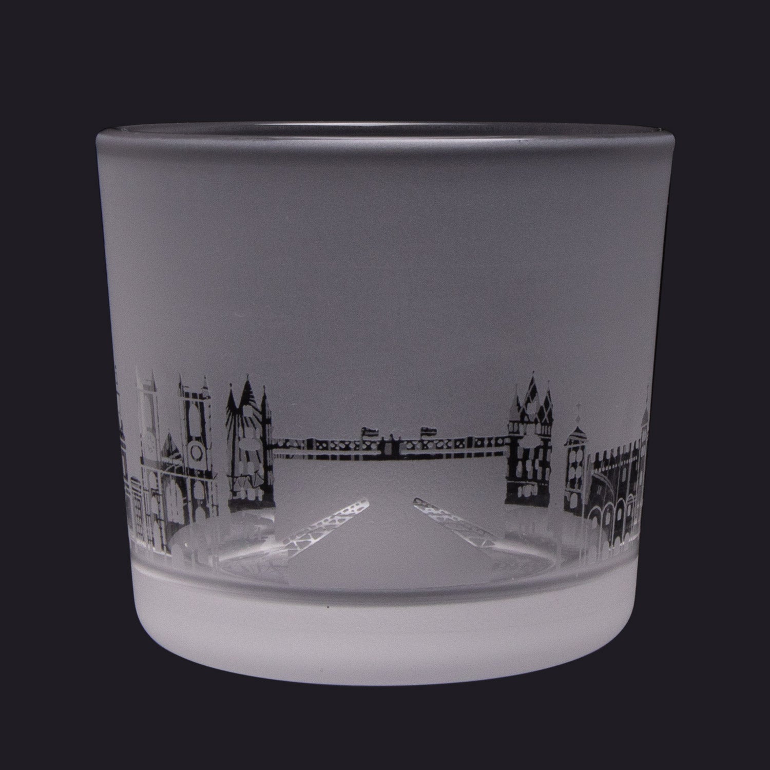 London Skyline Milford Glass Tealight Holder Small featuring Tower Bridge