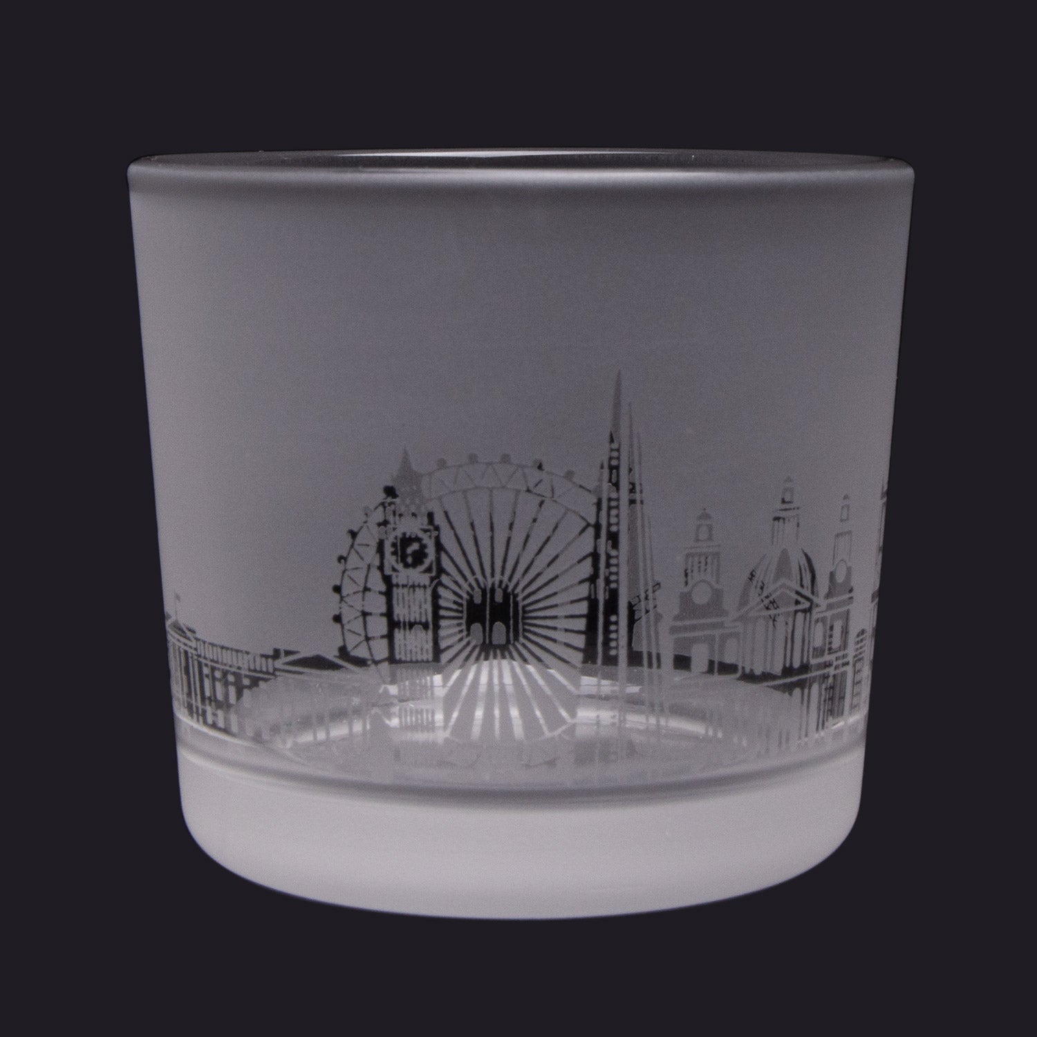 London Skyline Milford Glass Tealight Holder Small featuring Big Ben, London Eye and The Shard