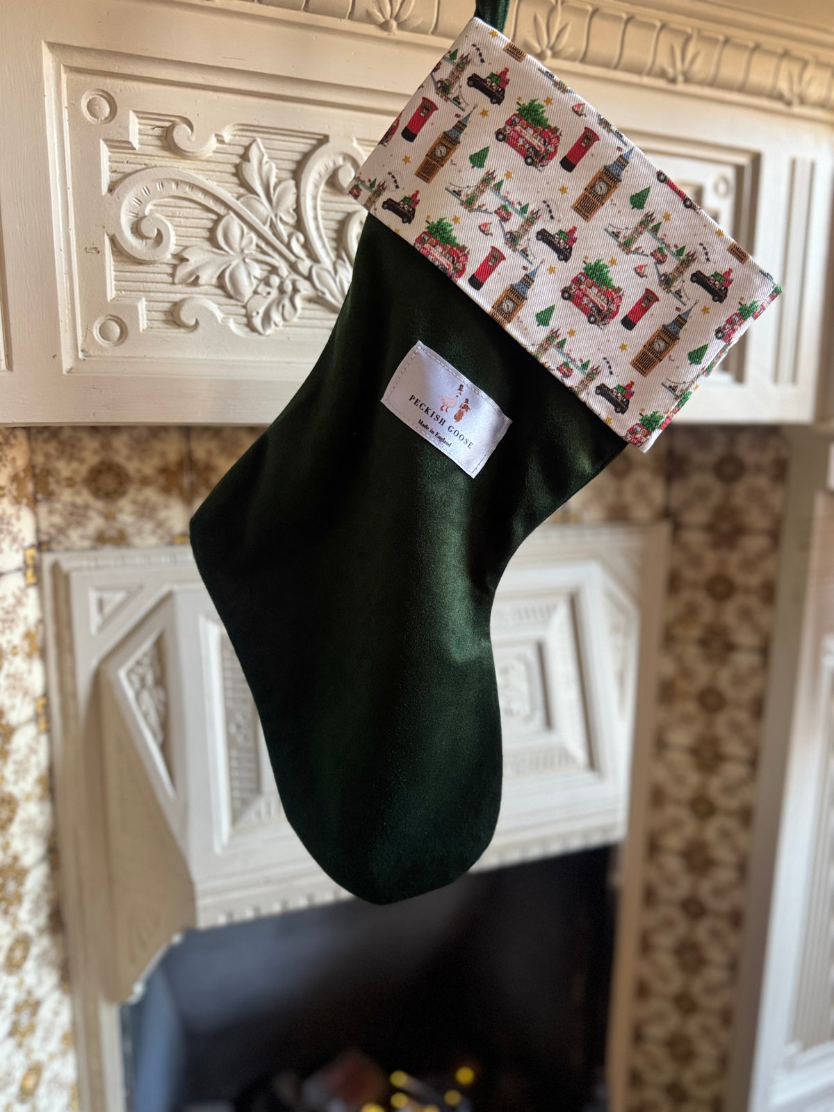 Peckish Goose Christmas Stocking Green