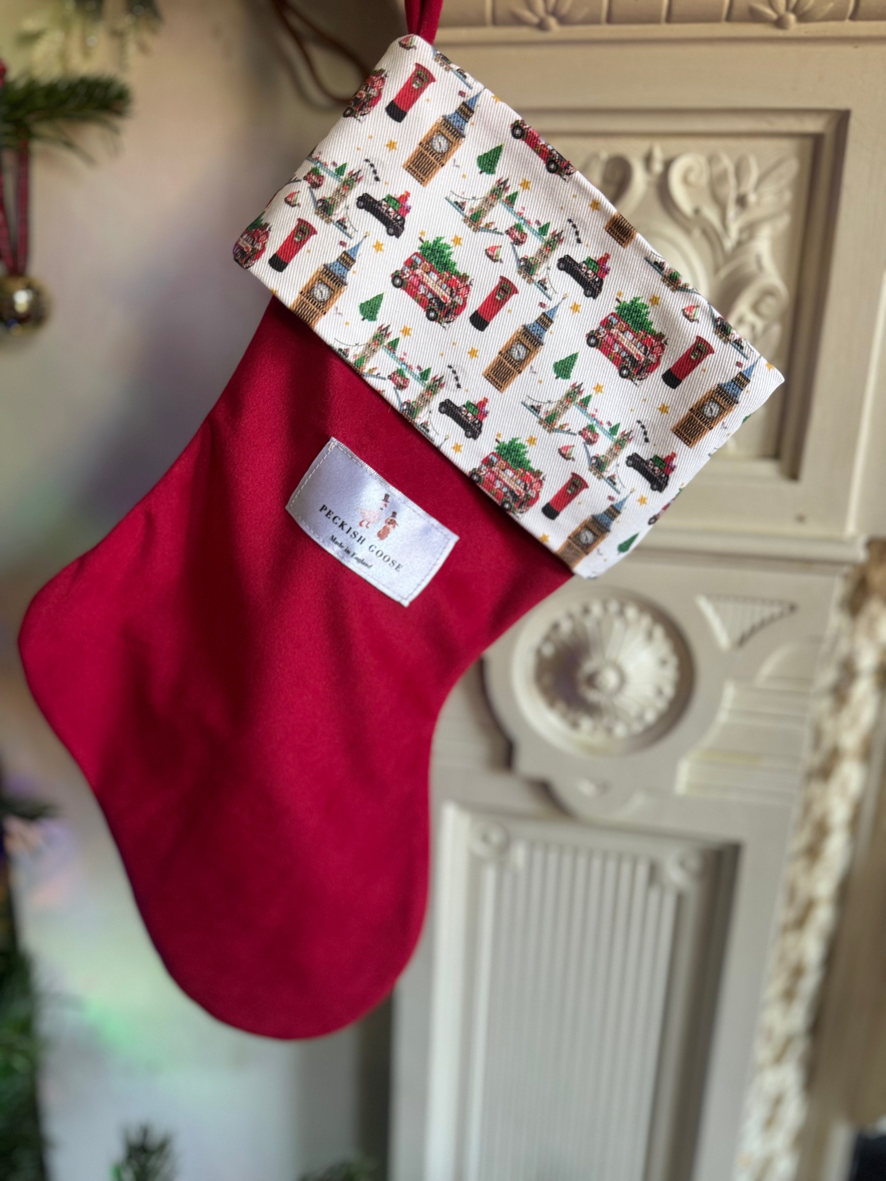 Peckish Goose Christmas Stocking Red