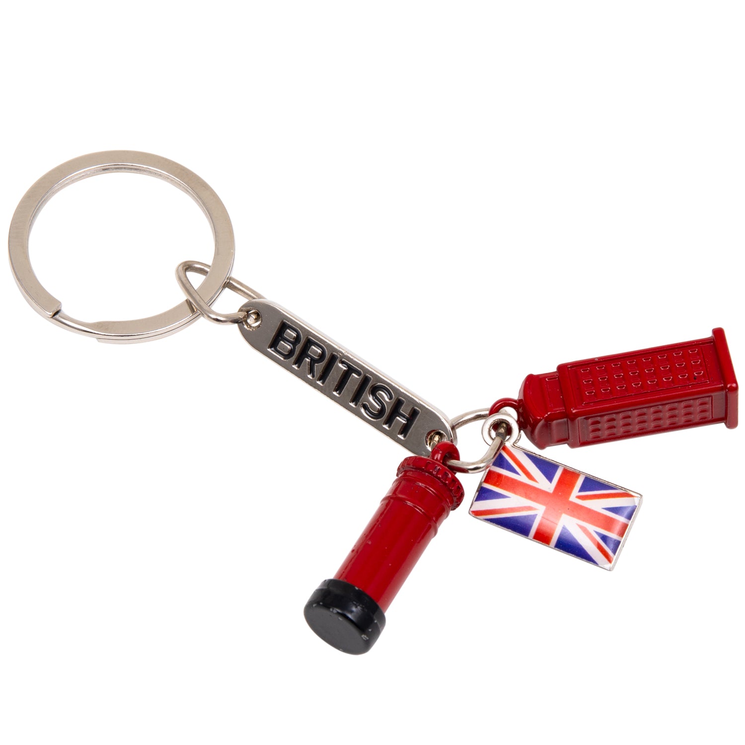 Post Box, Telephone Box and Union Jack Die Cast Keyring 1