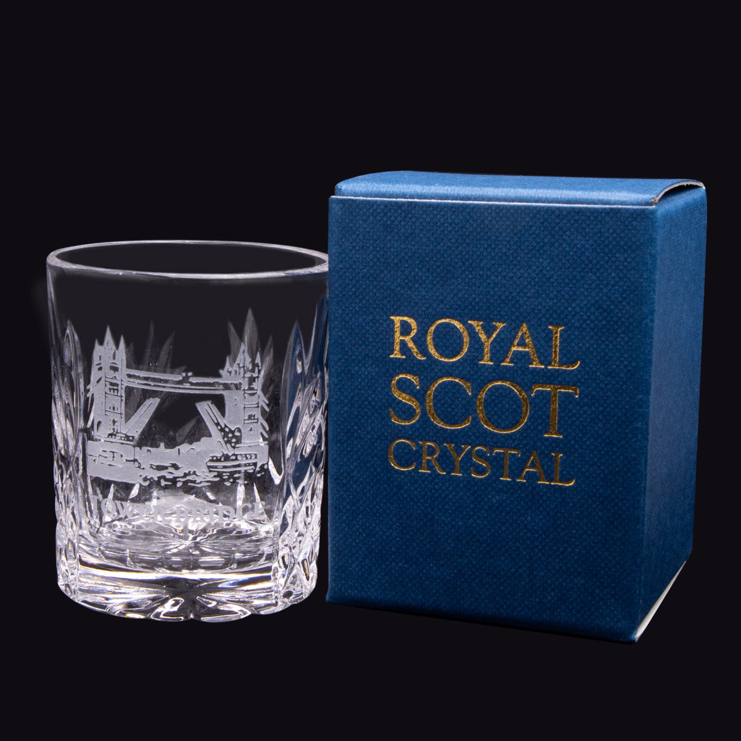 Royal Scott Crystal 2oz Shot Glass Tower Bridge with box