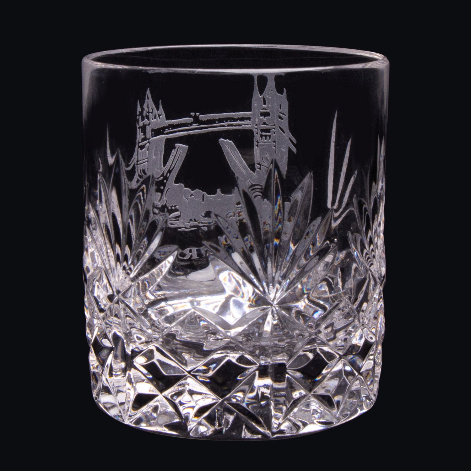 Rear view of Royal Scott Crystal 4oz Shot Glass Tower Bridge
