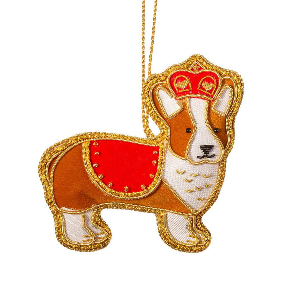 Sass & Belle Corgi Embroidered Christmas Decoration