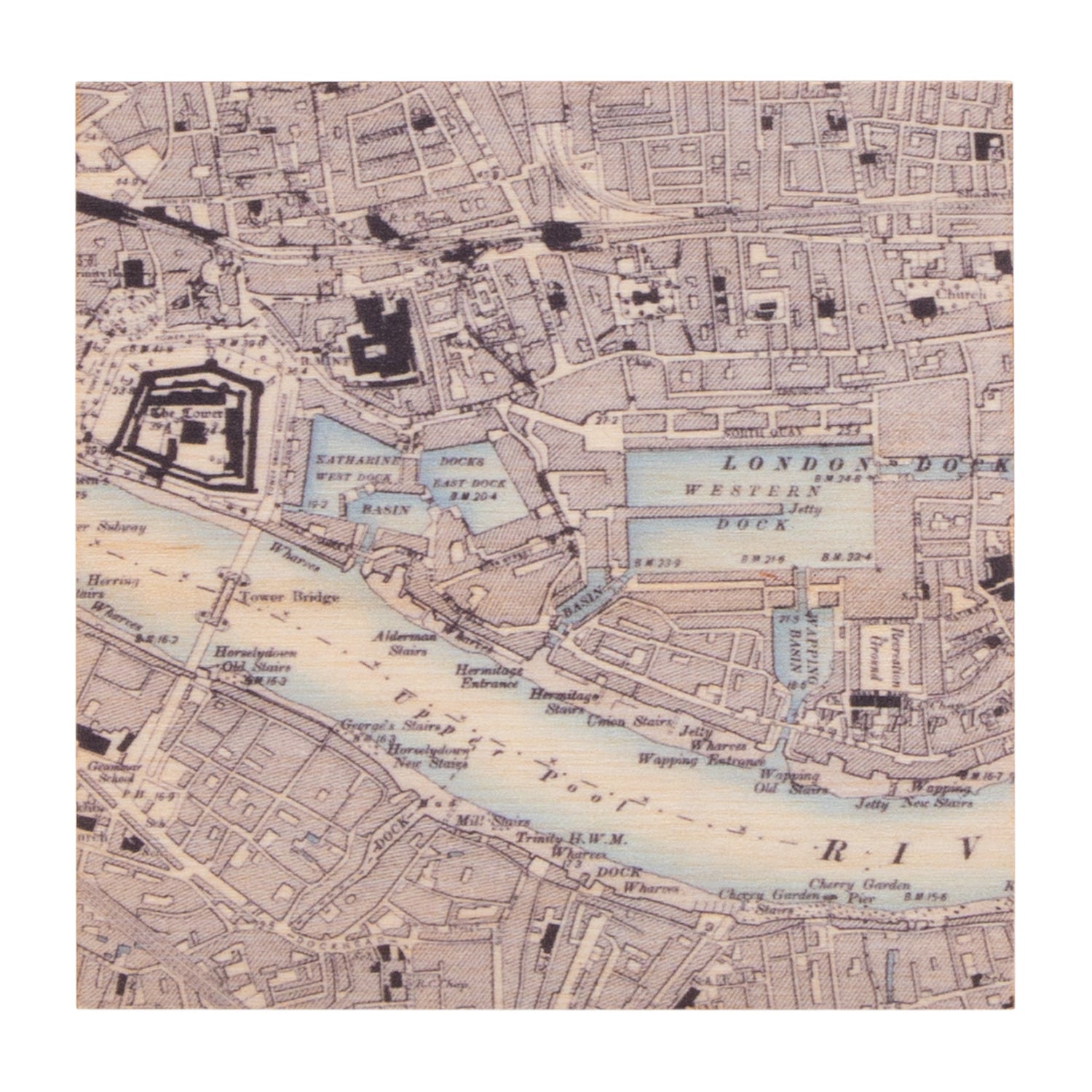 Tower Bridge Wooden Vintage Map Coaster 1