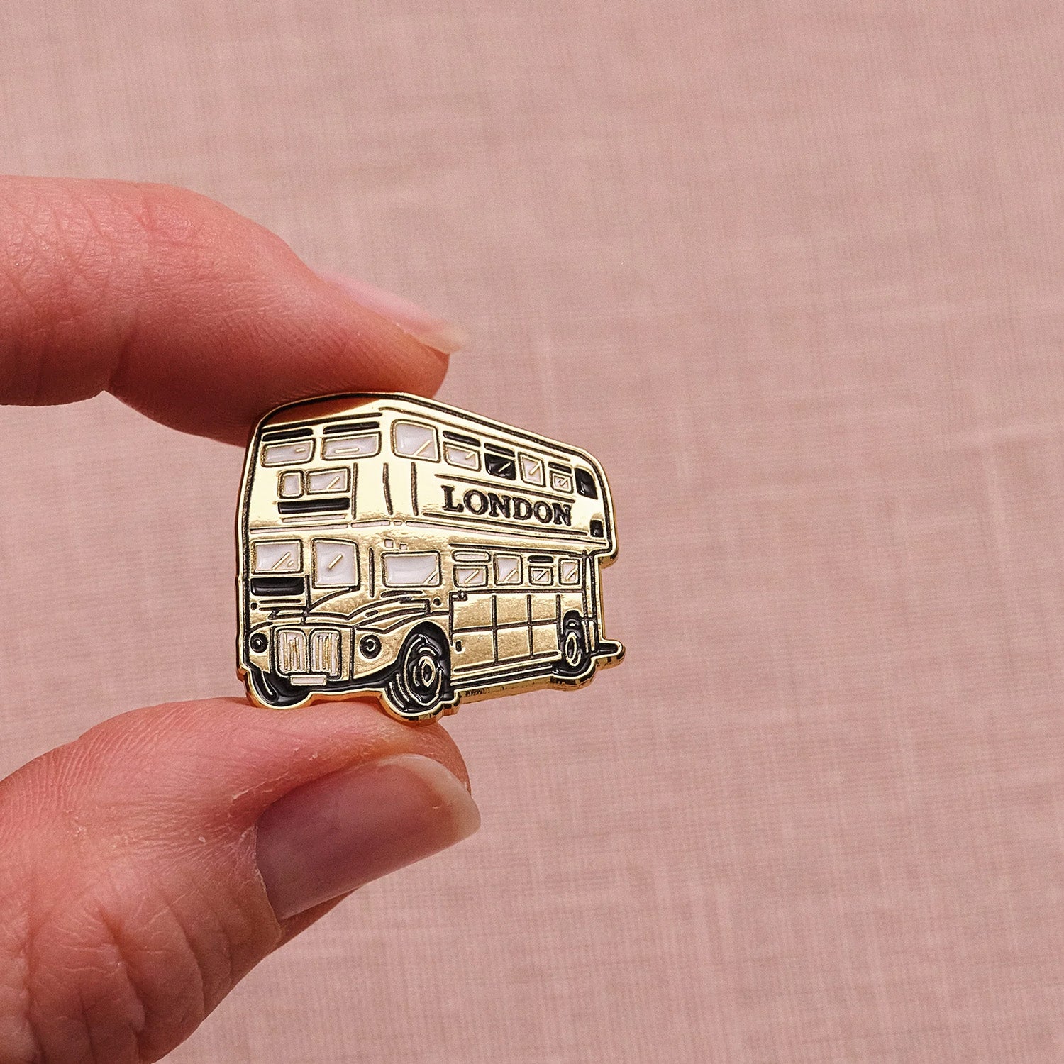 Victoria Eggs Gold Bus Pin Badge 2
