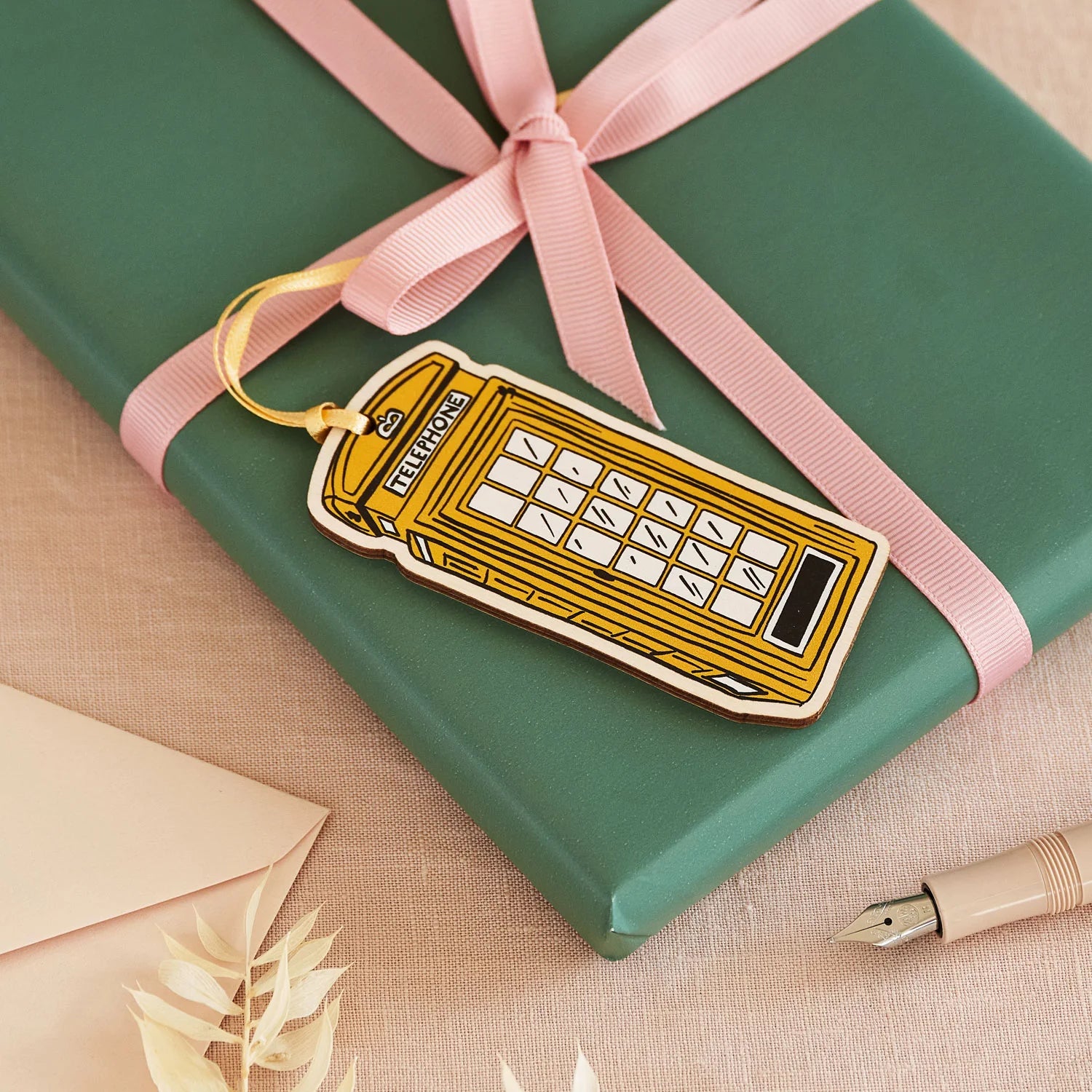 Victoria Eggs Gold Telephone Box Wooden Decoration