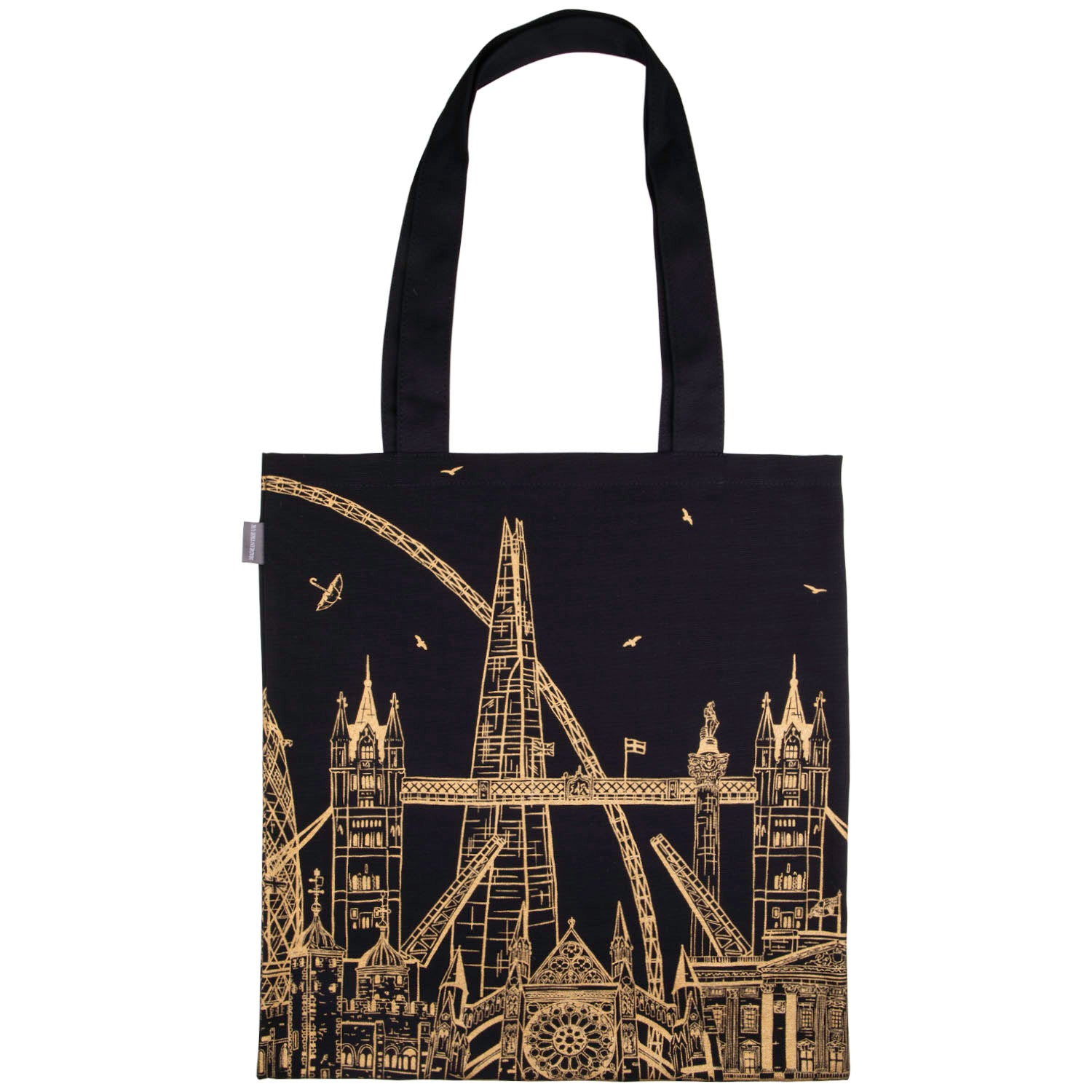Victoria Eggs Quintessentially London Canvas Tote Bag - Black & Gold 1