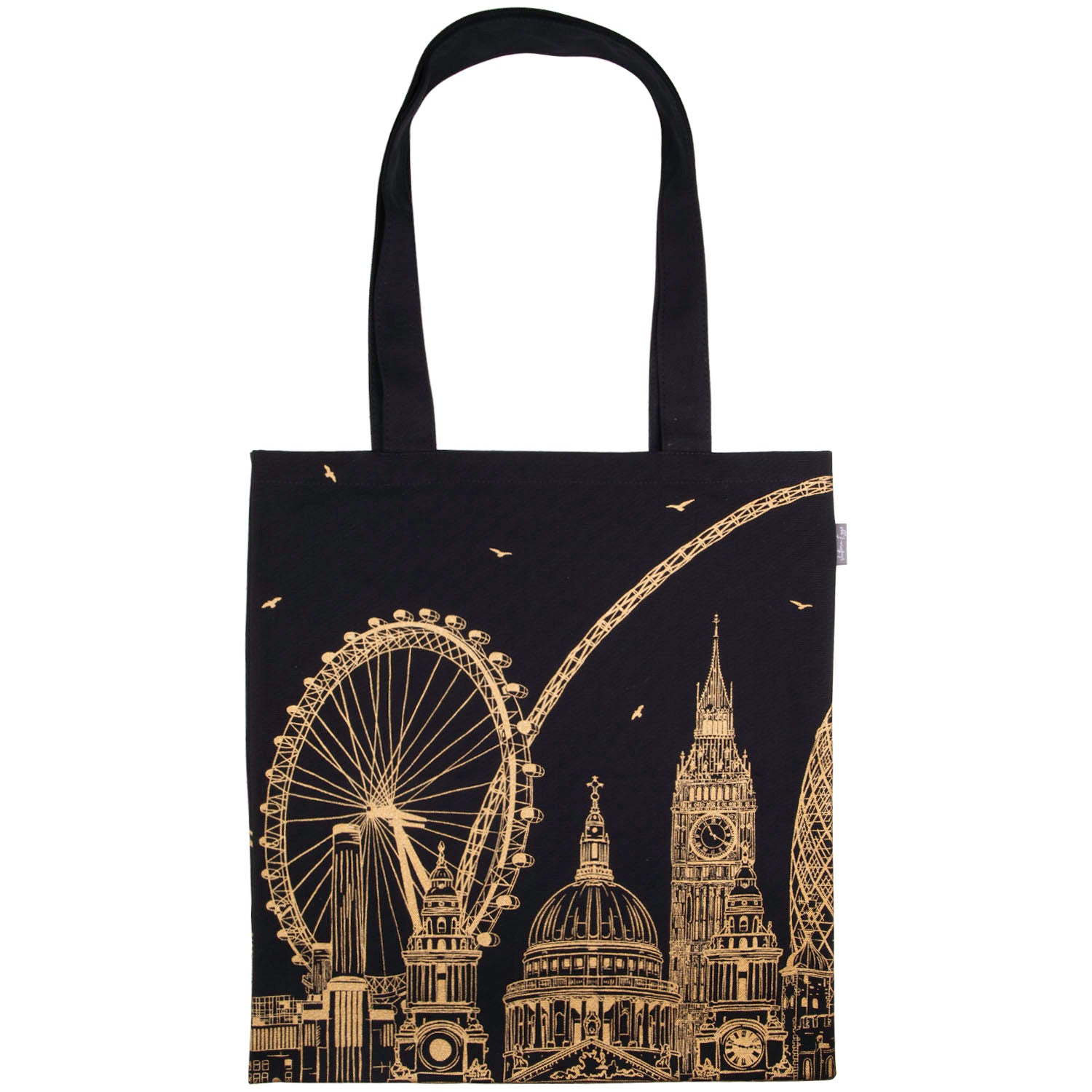 Victoria Eggs Quintessentially London Canvas Tote Bag - Black & Gold 2