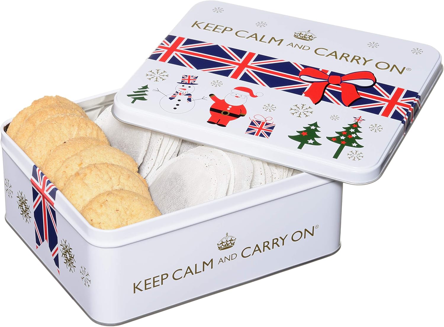 White Festive Tea Tin & Shortbread 2