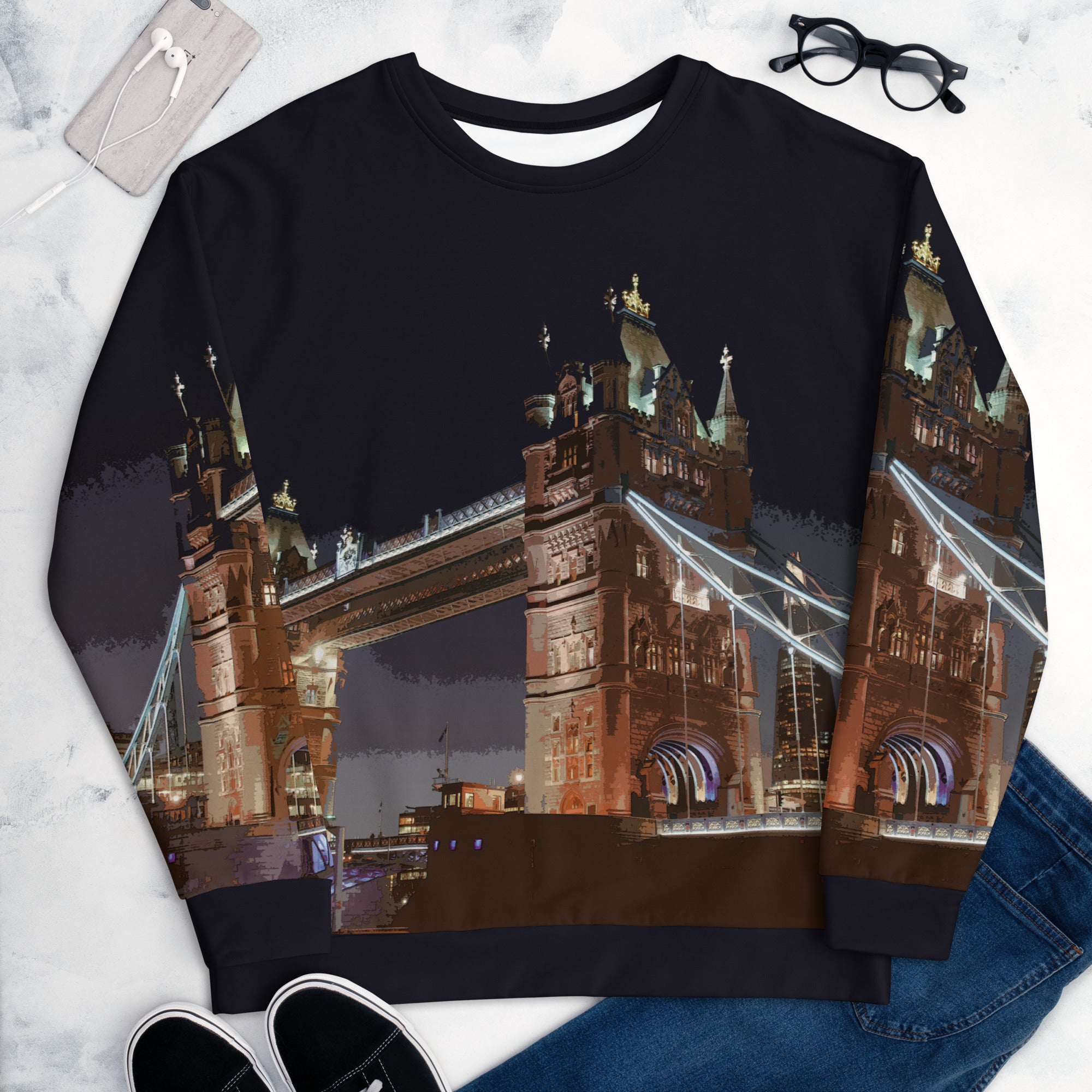 Tower Bridge at Night - All Over Print - Sweatshirt