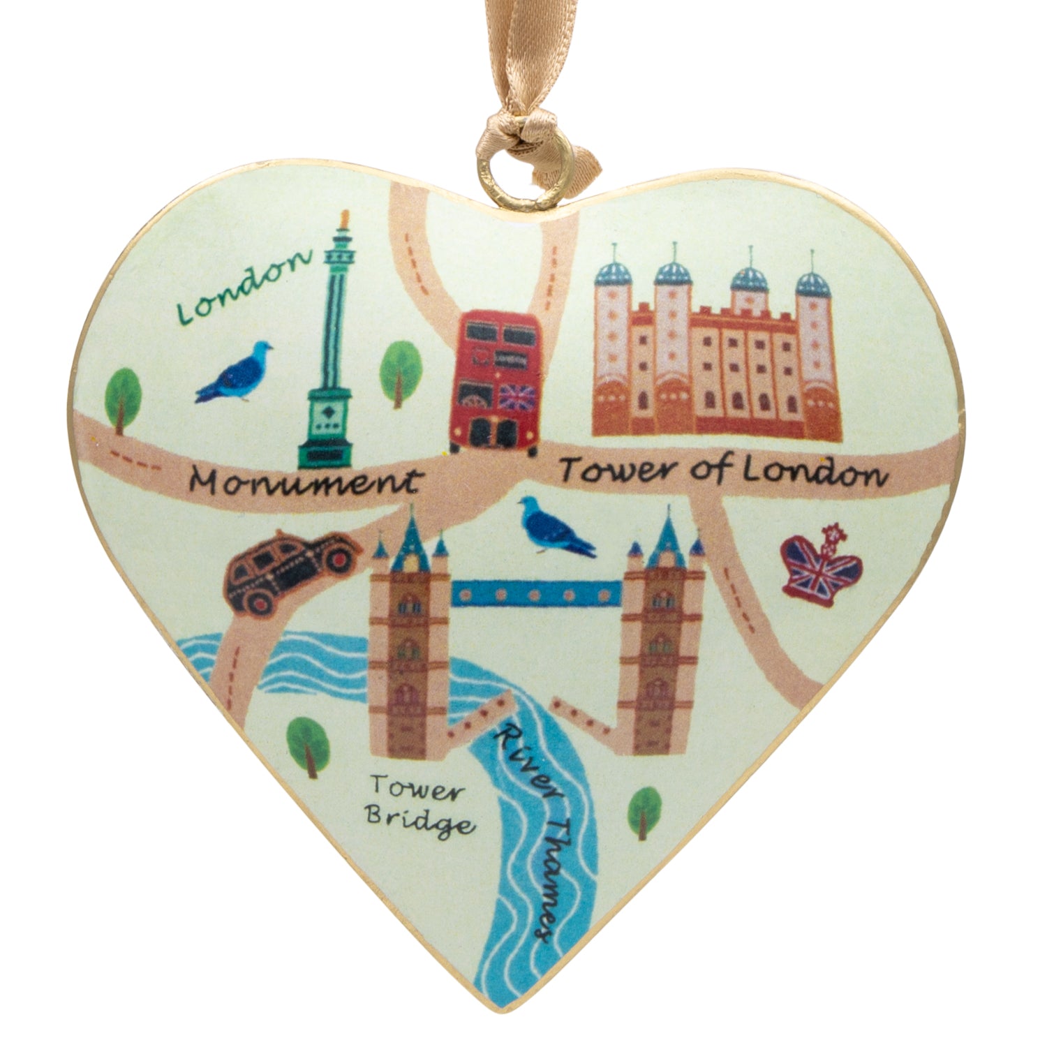 Heart Shaped Metal Decoration - Cream