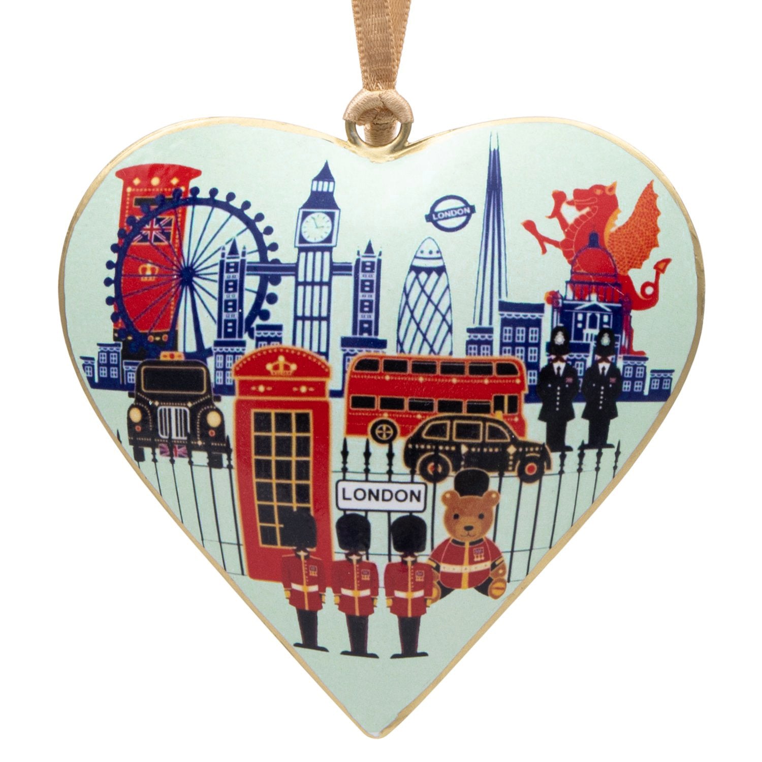 London Heart Shaped Metal Christmas Decoration - Icons 1