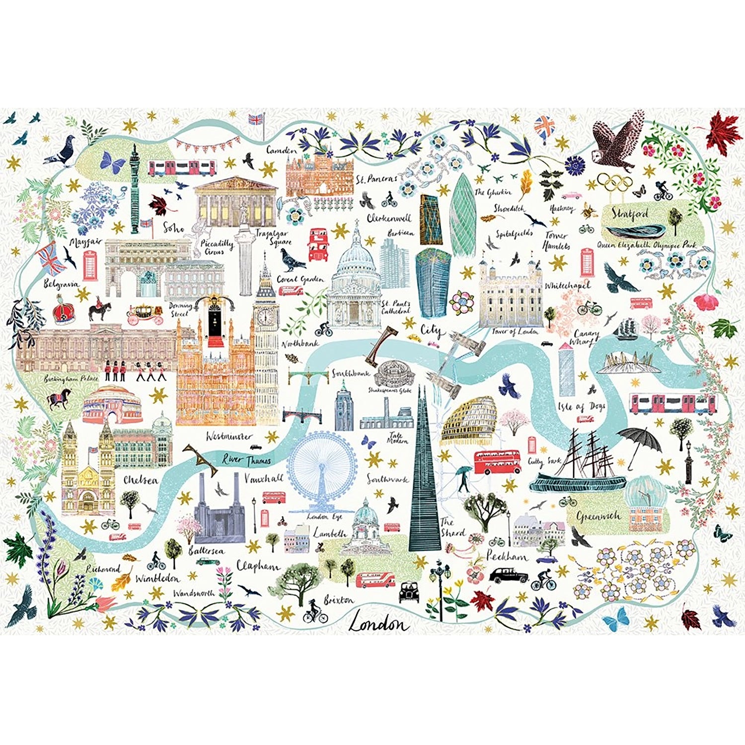 Gibsons Map of London 1000 Piece Puzzle - Josie Shenoy assembled image