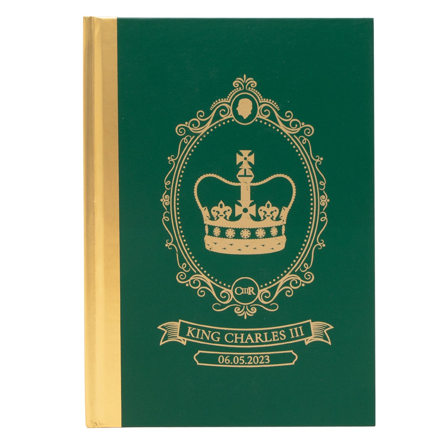 King Charles III Coronation A5 Notebook - Green/Gold