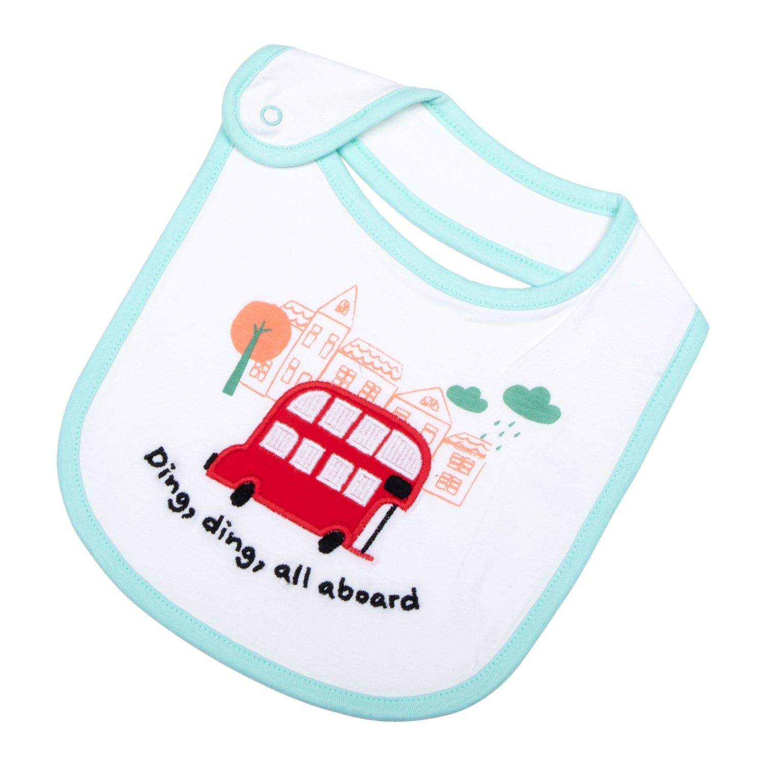 Little Red Bus All Aboard Baby Bib 1