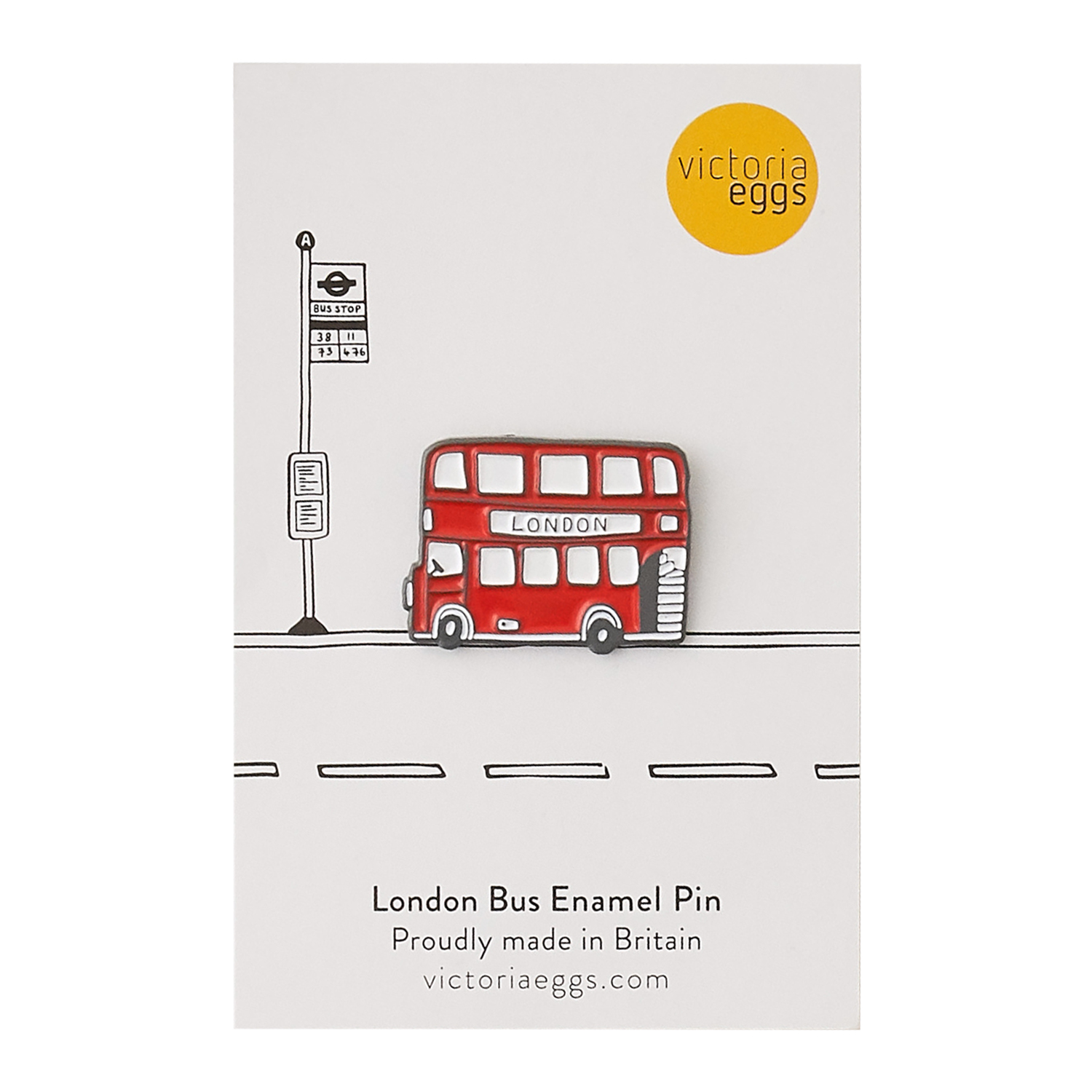 London Red Bus Enamel Pin Badge by Victoria Eggs 1