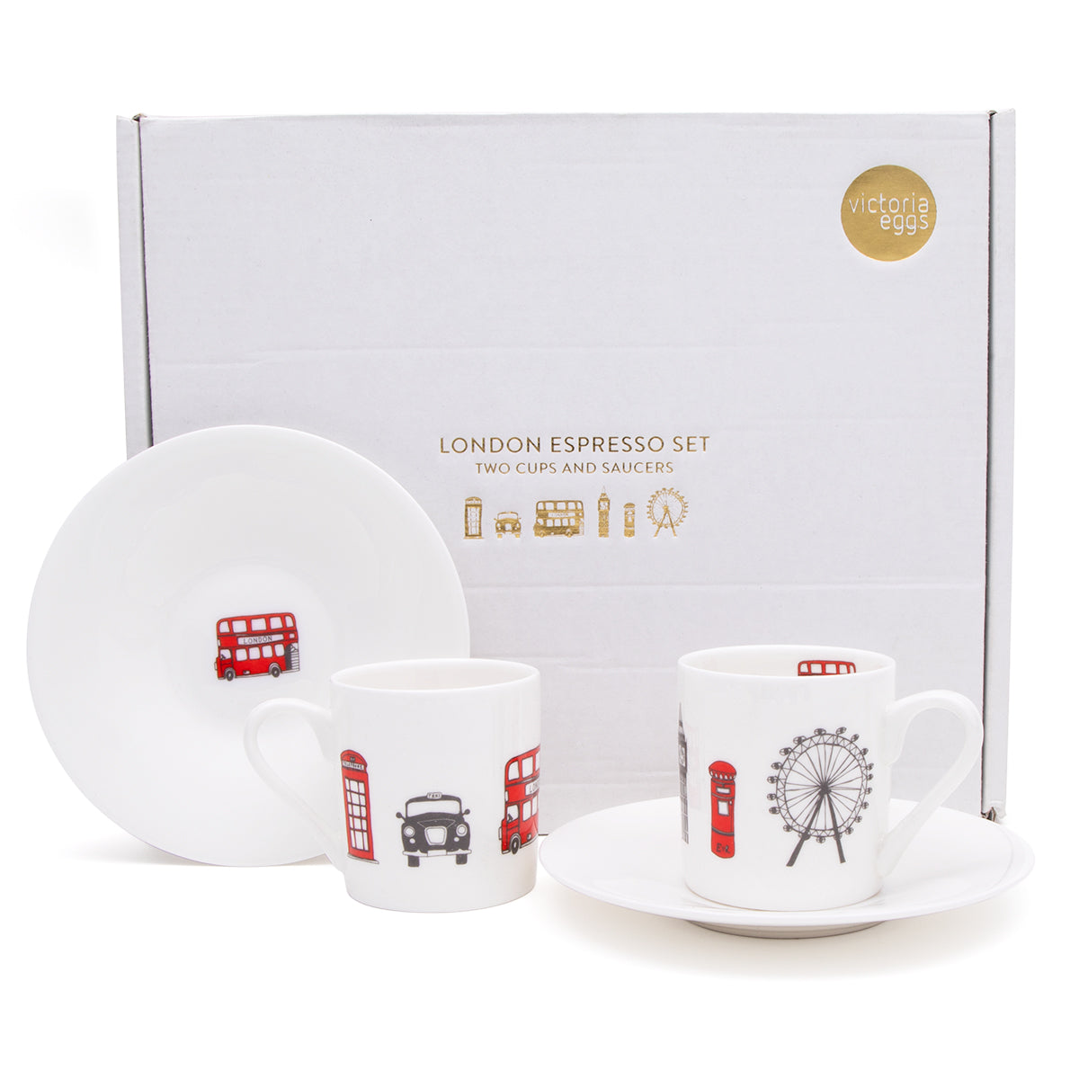 London Skyline Espresso Cups Set by Victoria Eggs Boxed