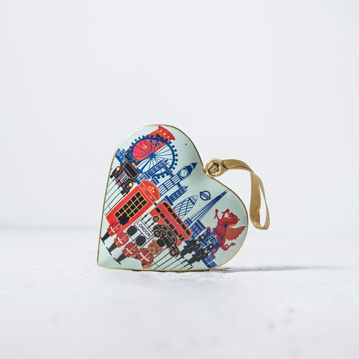 London Heart Shaped Metal Christmas Decoration - Icons 2