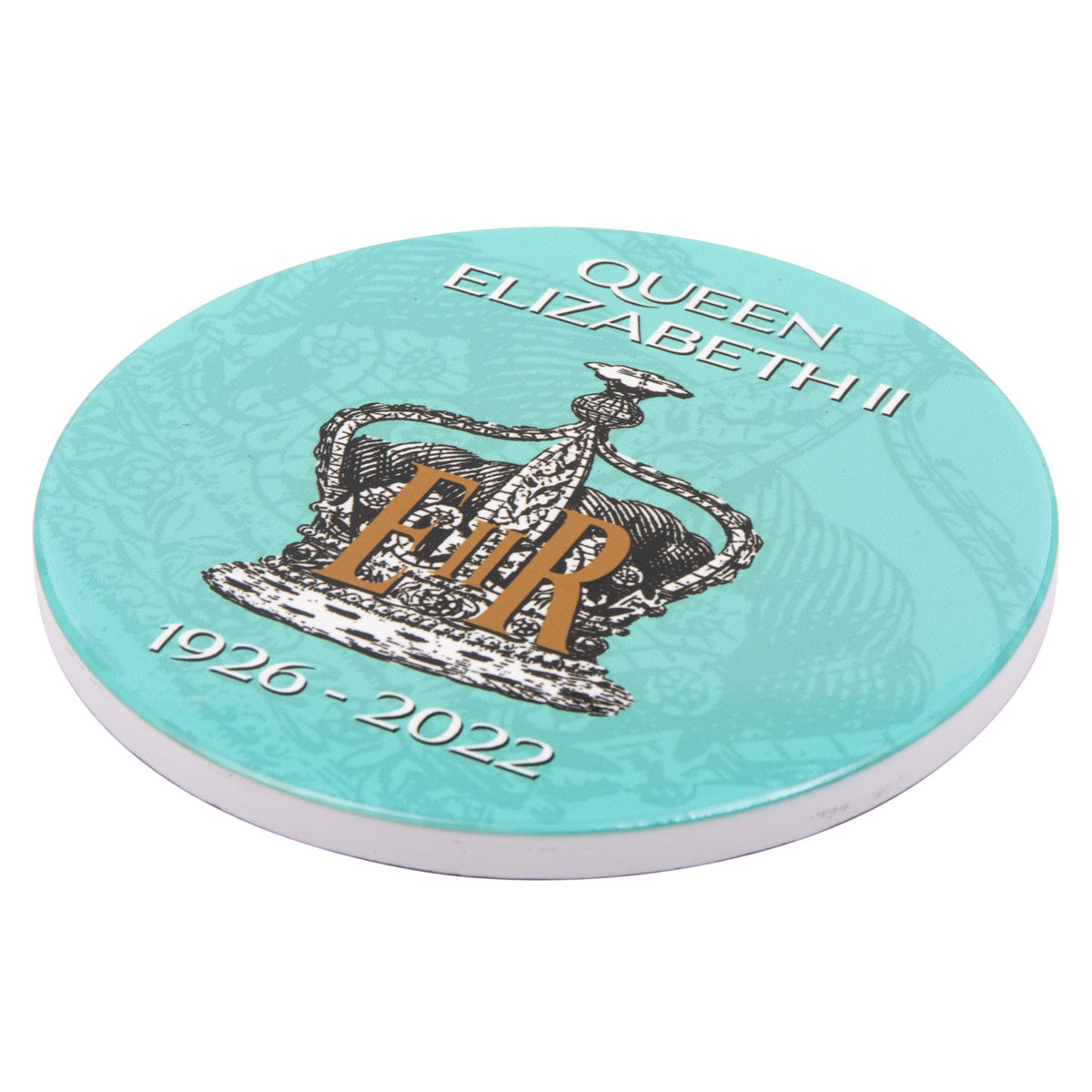 Queen Elizabeth II Royal Accession Ceramic Coaster Teal 1