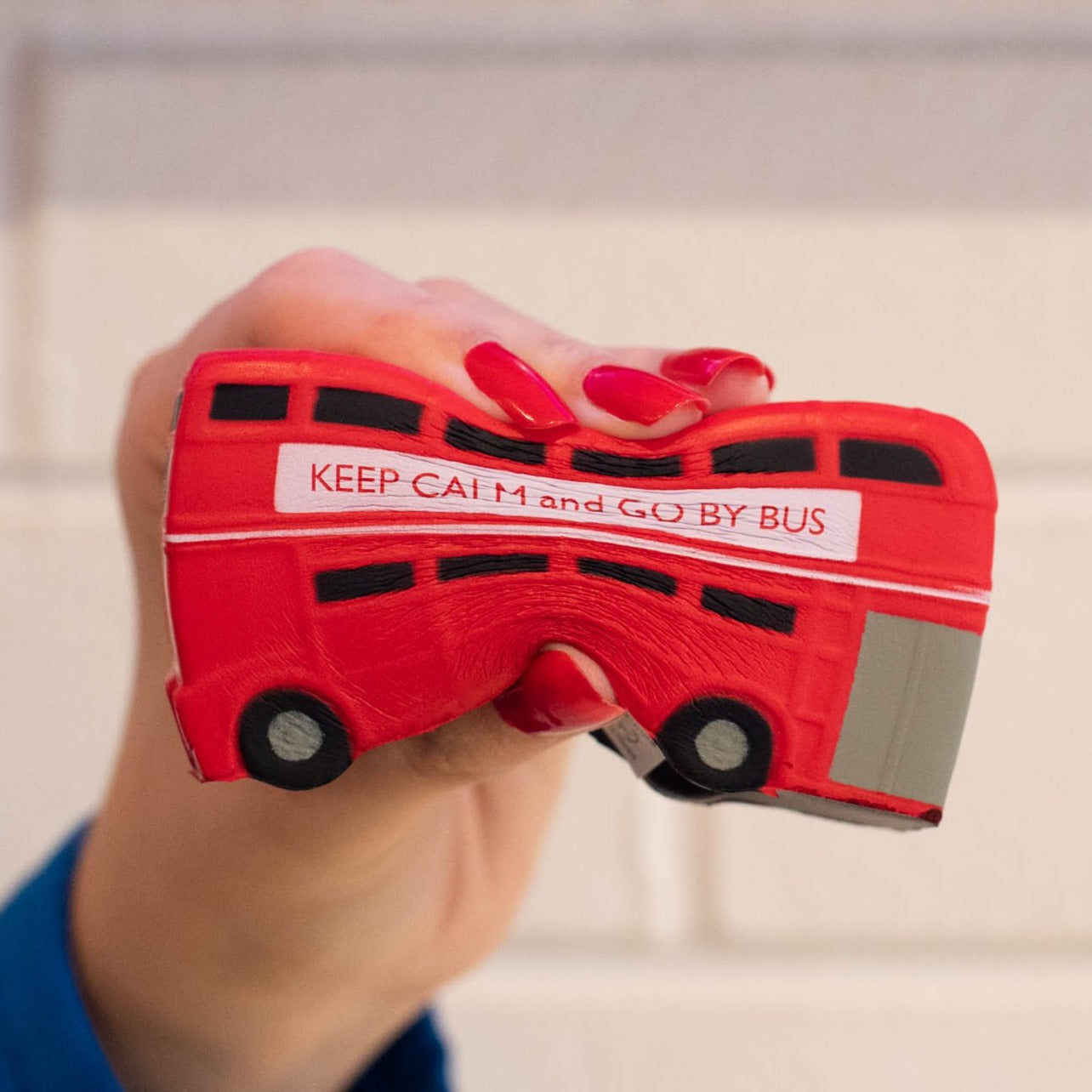 London Red Stress-LESS Bus  - Stress Reliever Toy squeezed