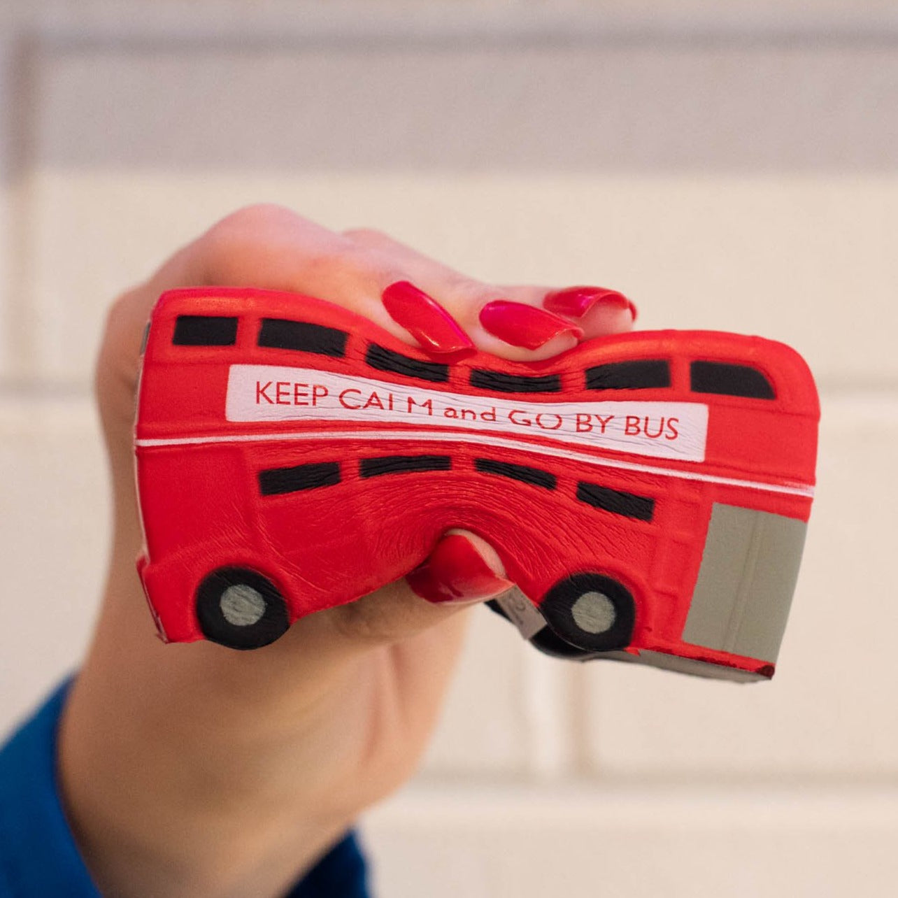 London Red Stress-LESS Bus - Stress Reliever Toy squeezed
