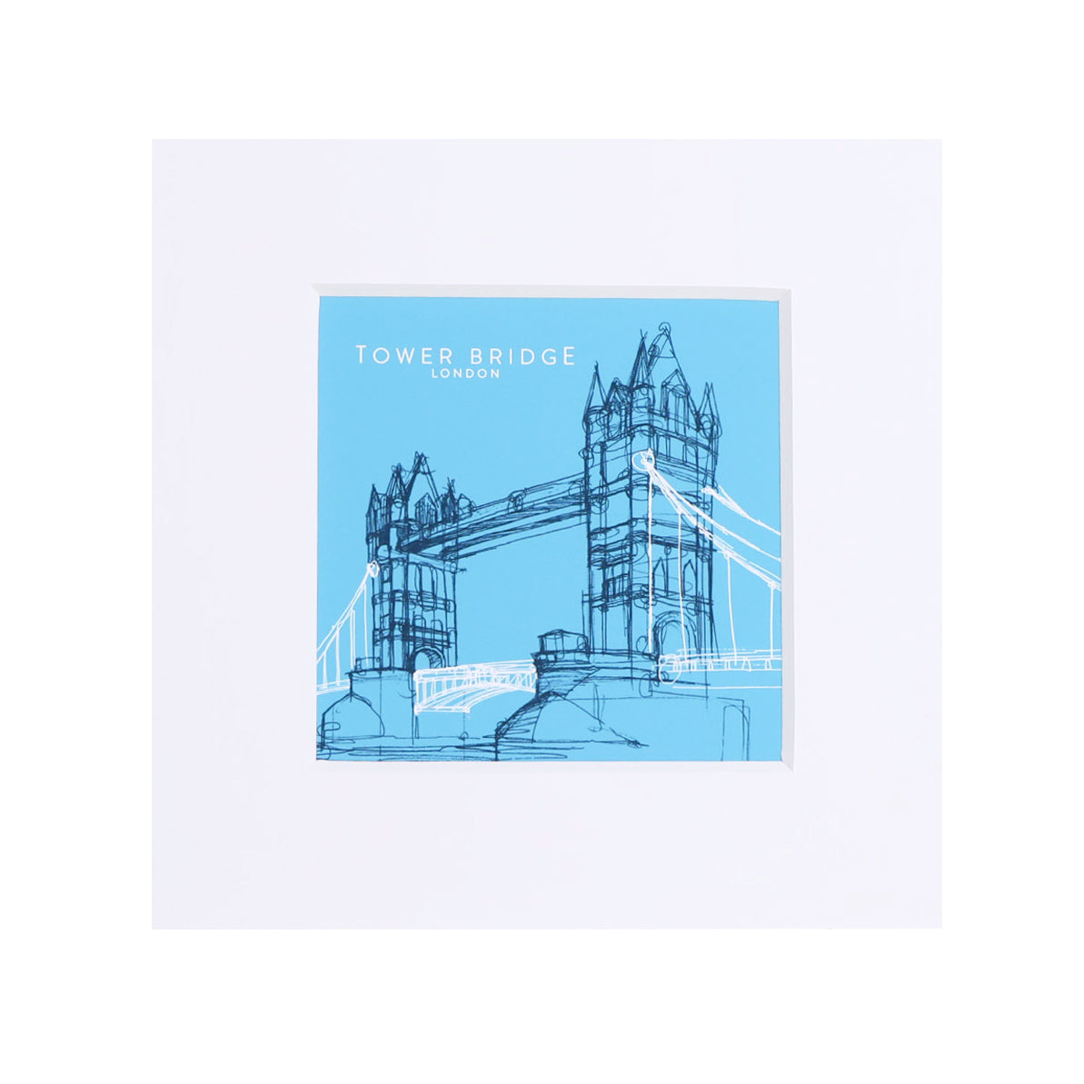 Tower Bridge Line Small Print - Turquoise 1