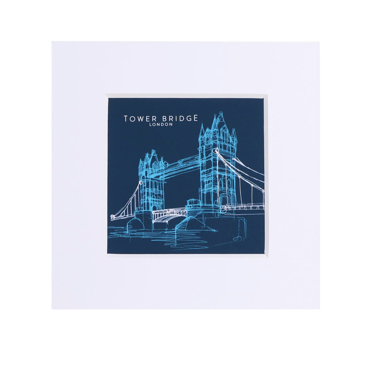 Tower Bridge Line Small Print - Blue