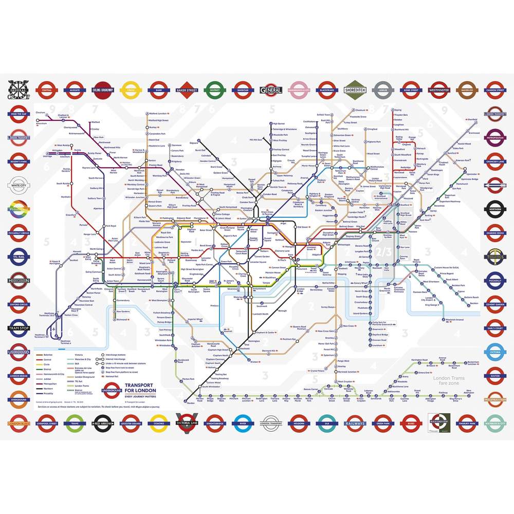 TFL London Underground Map 1000 Piece Jigsaw Puzzle