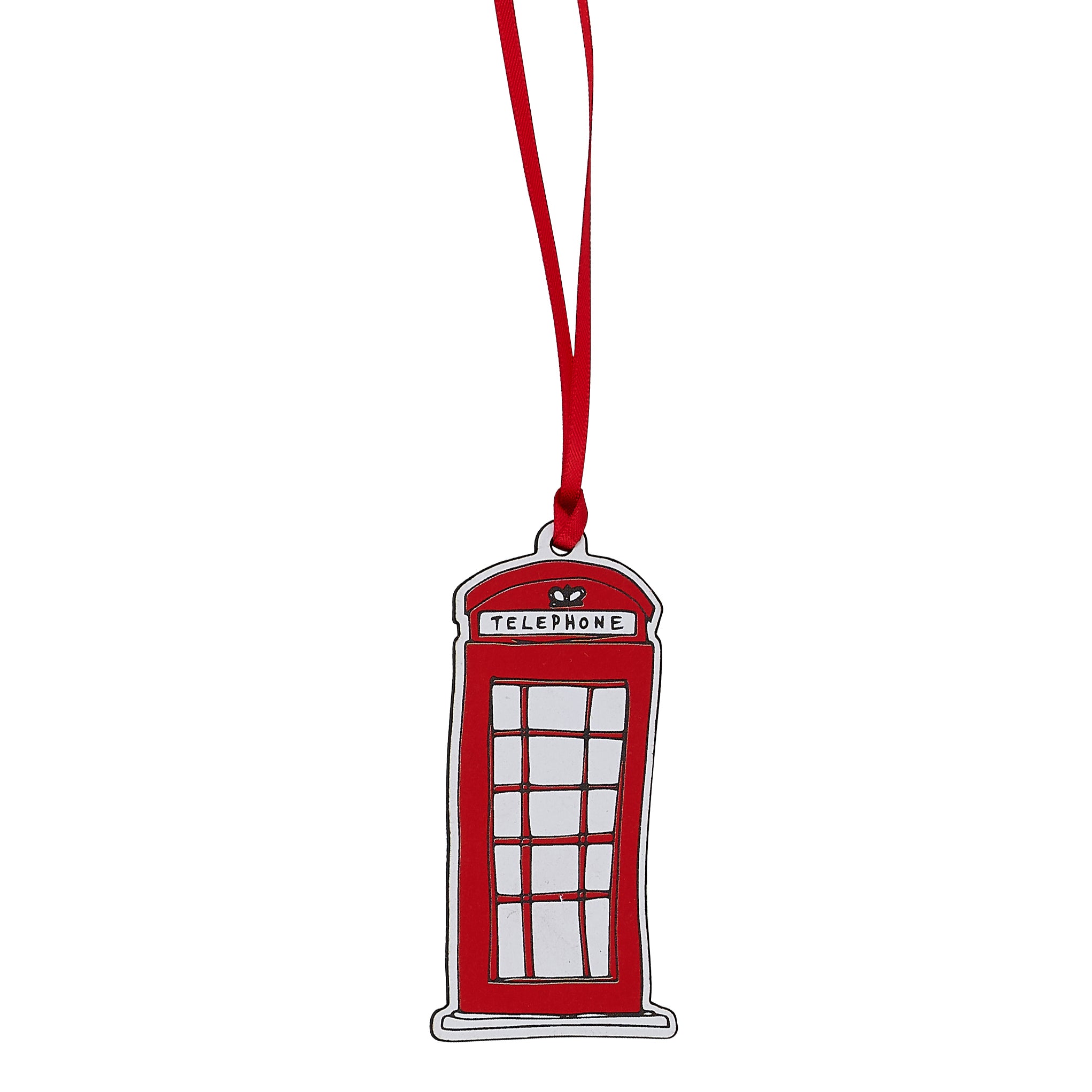 London Telephone Box Wooden Christmas Decoration by Victoria Eggs