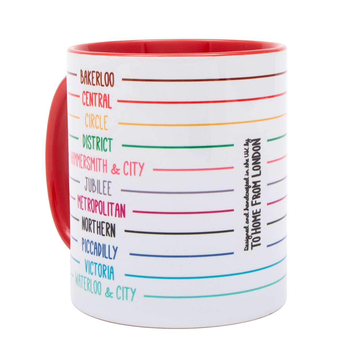 To Home From London Tube Lines Mug - Red 2