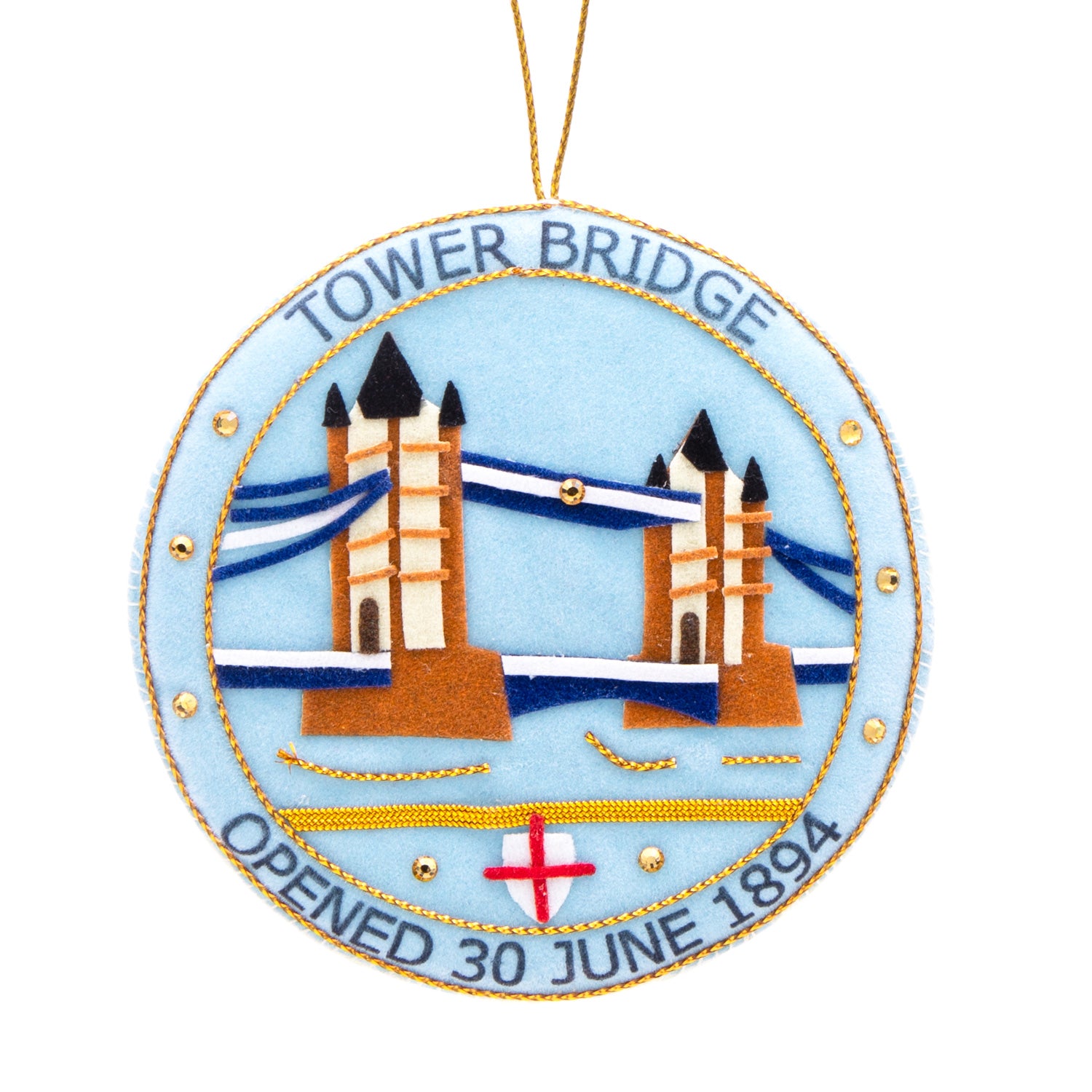 Tower Bridge Medallion Stitched Christmas Decoration - Blue 1