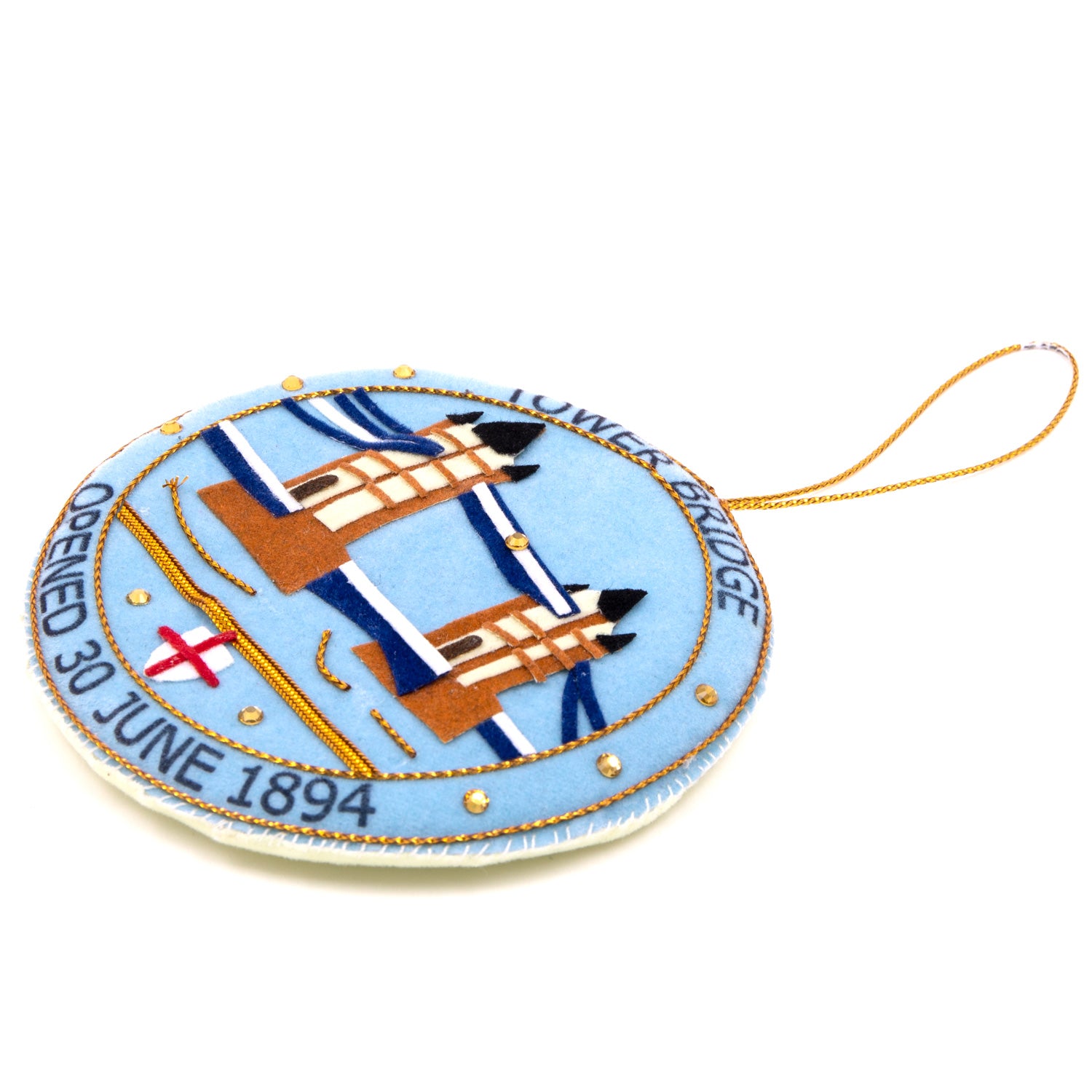 Tower Bridge Medallion Stitched Christmas Decoration - Blue 2