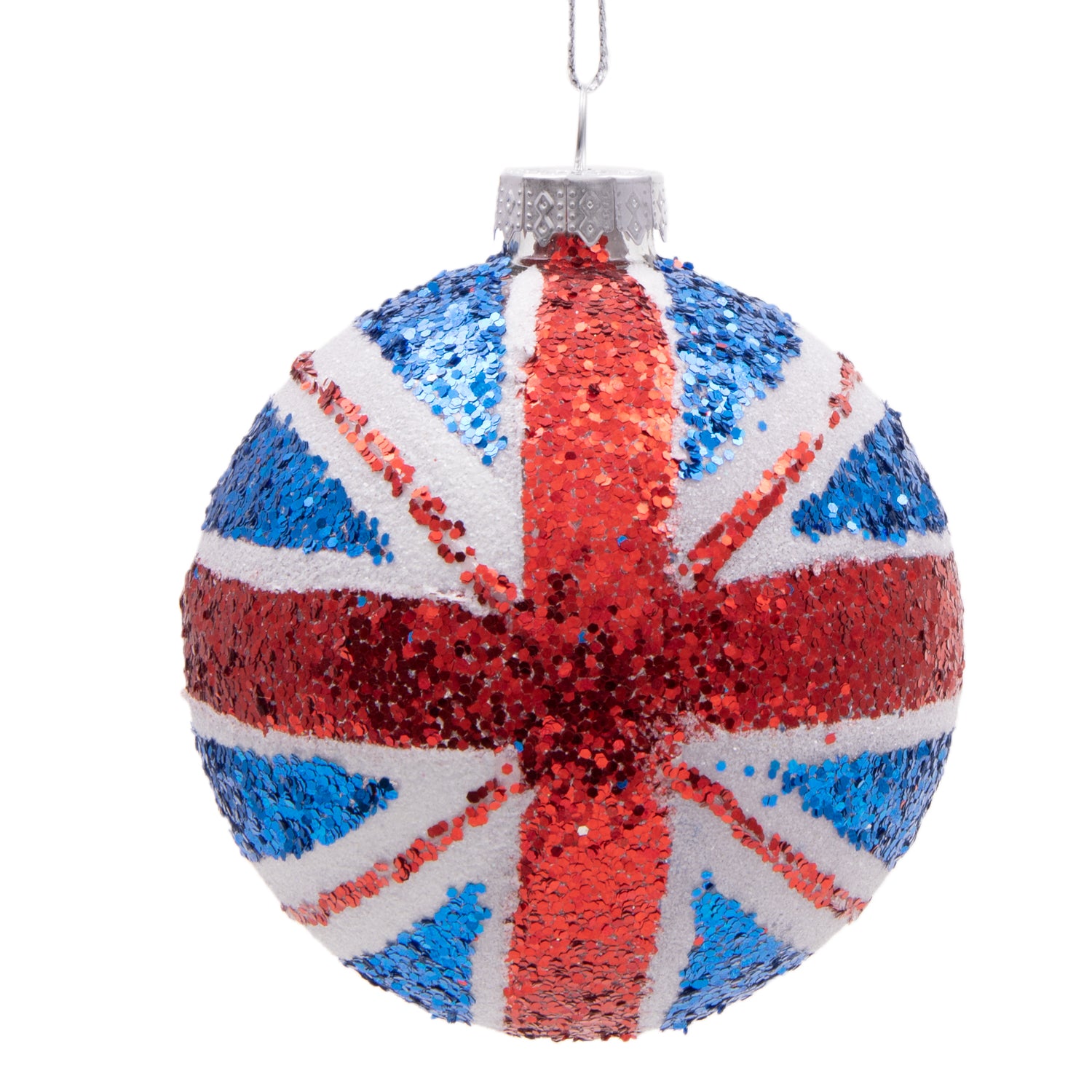 Union Jack Glitter Bauble Christmas Decoration