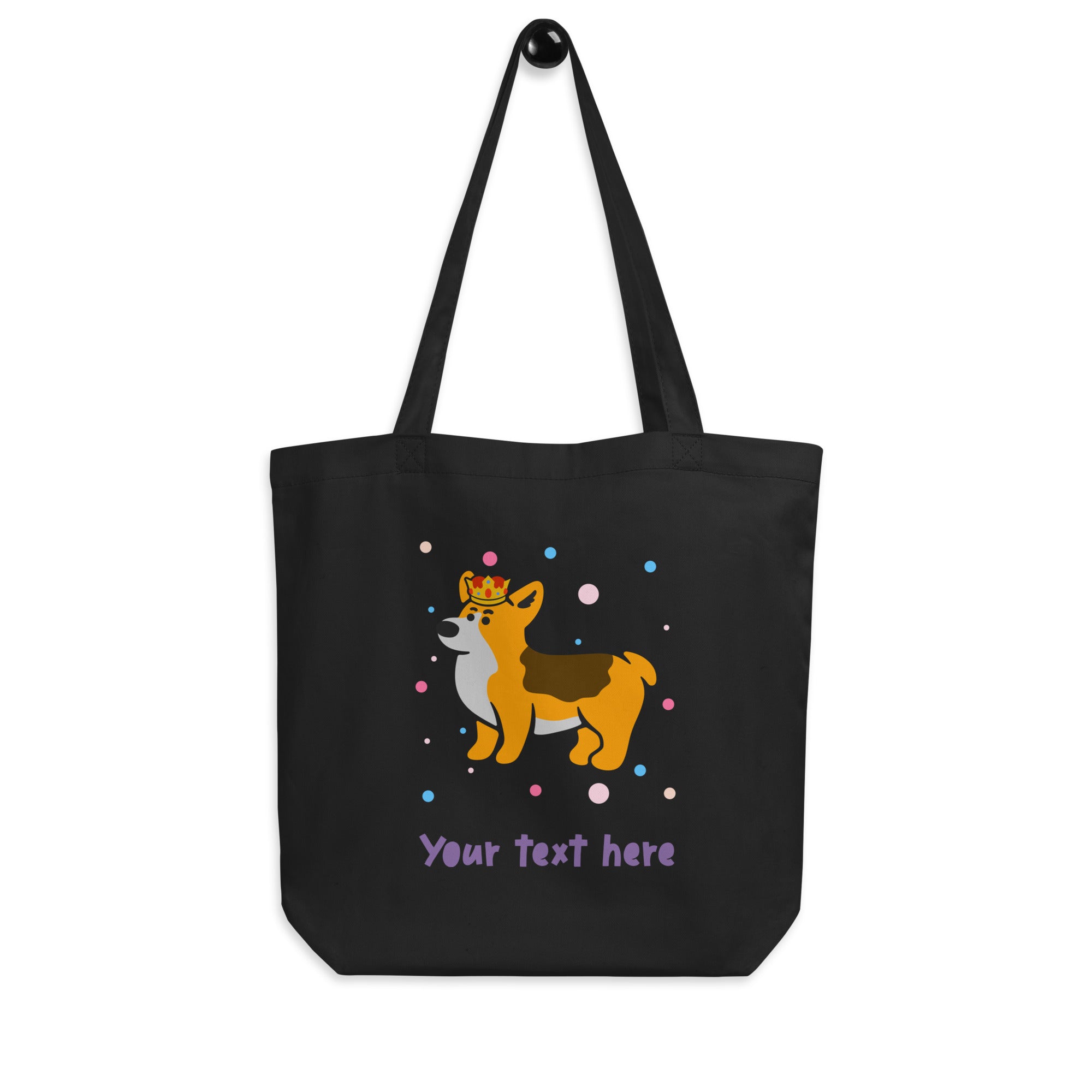 Personalised Custom Text - Eco Tote Bag - London Doodles - Royal Corgi