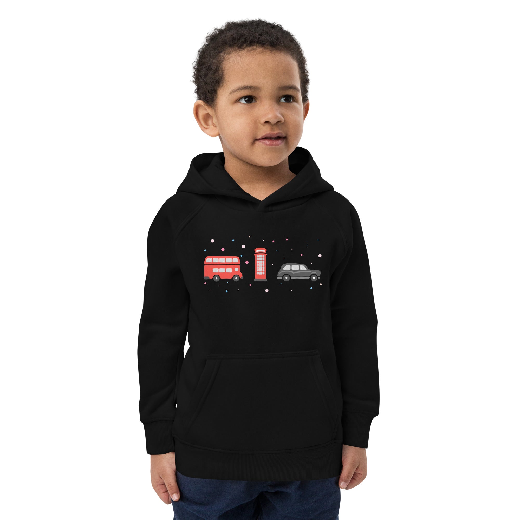 London Doodles - Bus / Phone / Taxi - Kids Eco Hoodie