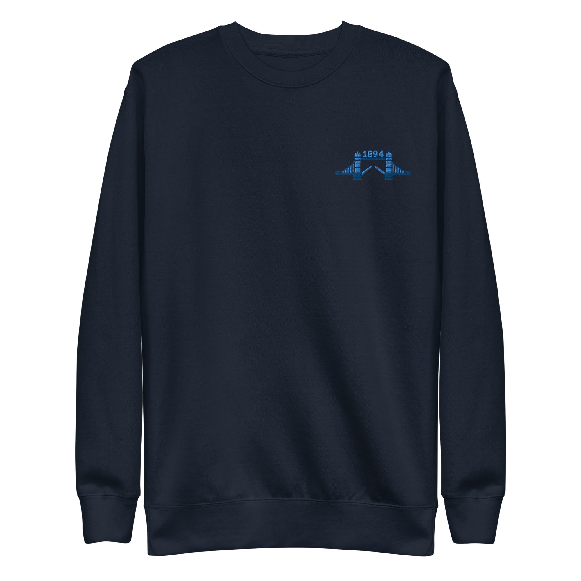 1894 Tower Bridge - Blue Thread Embroidered Unisex Premium Sweatshirt