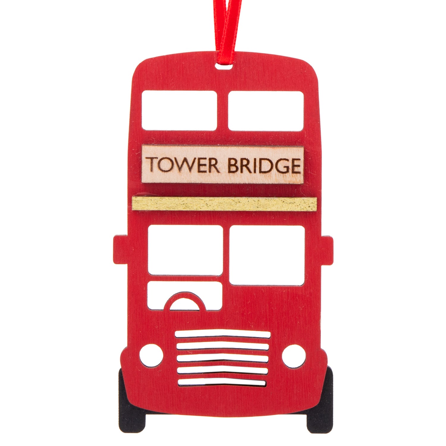 Artcuts London Bus Hanging Wooden Decoration - Tower Bridge