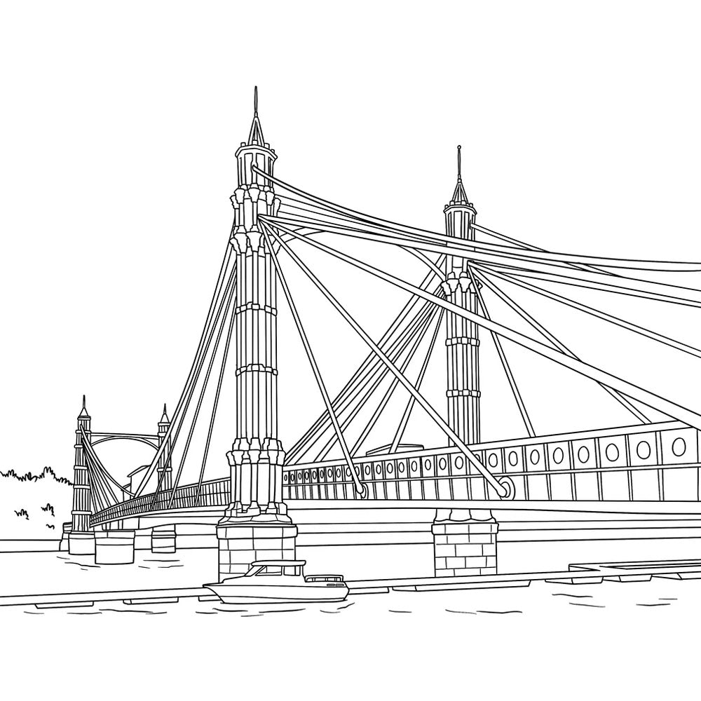 Colour In London Bridges - The Local Colouring Book - Albert Bridge
